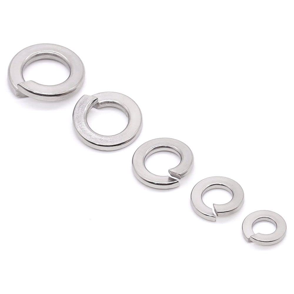 Stainless Steel 304 Split Lock Washers - 100pcs Spring Lock Washers #6 ID, Plain Finish - Ideal for Automotive, Plumbing & Machinery Assembly