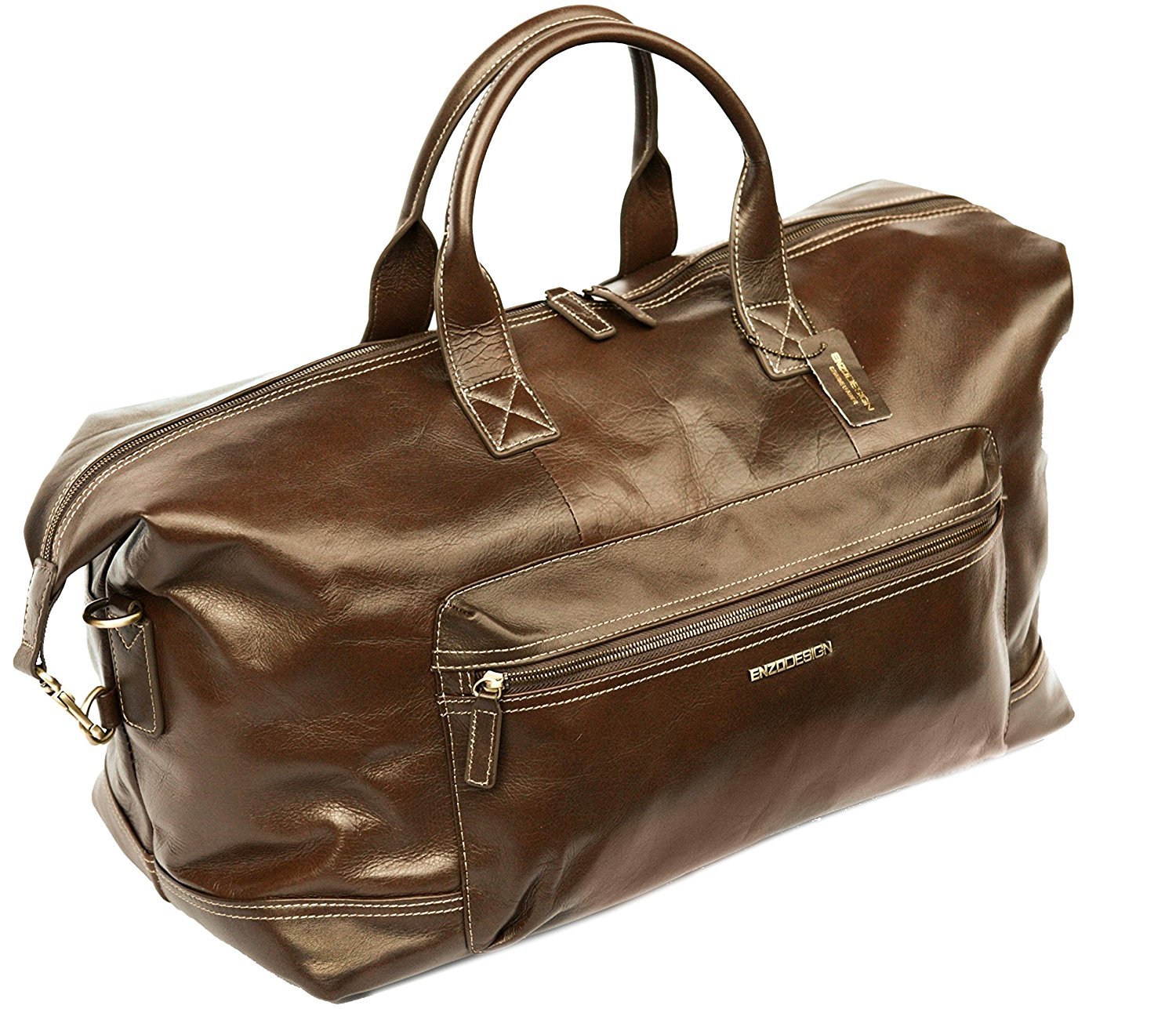 Premium Genuine Leather Travel Duffle Bag - Large Weekender Overnight Bag for Men & Women - Spacious Carry-On Luggage for Airplane, Gym, Business Trips & Weekend Getaways (Brown)