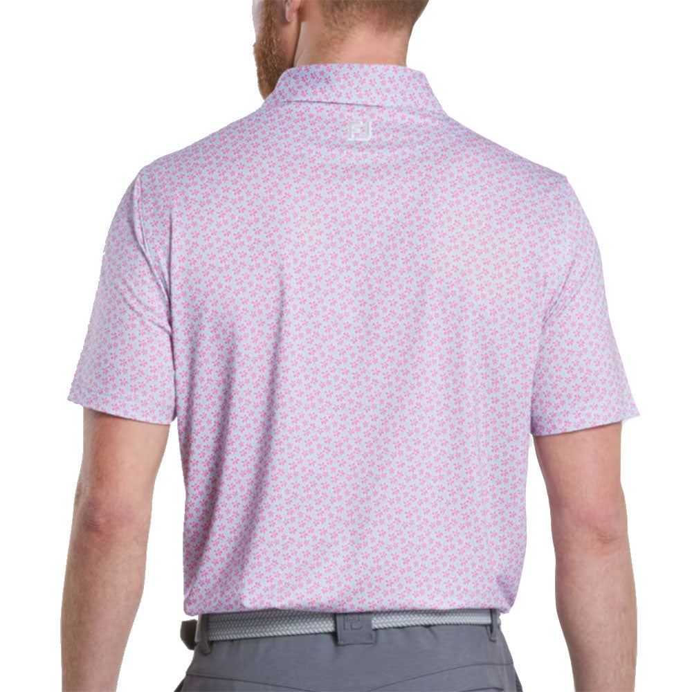 FootJoy Men's Floral Sketch Print Lisle Golf Polo Shirt - Breathable & Moisture-Wicking for Comfortable Golfing & Casual Wear