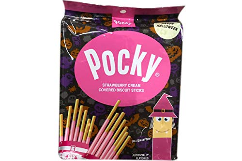 Exclusive Edition Happy Halloween Glico Pocky Strawberry Cream Covered Biscuit Sticks - 2-Pack | Japanese Snacks & Candies for Parties, Gifts & Halloween Treats