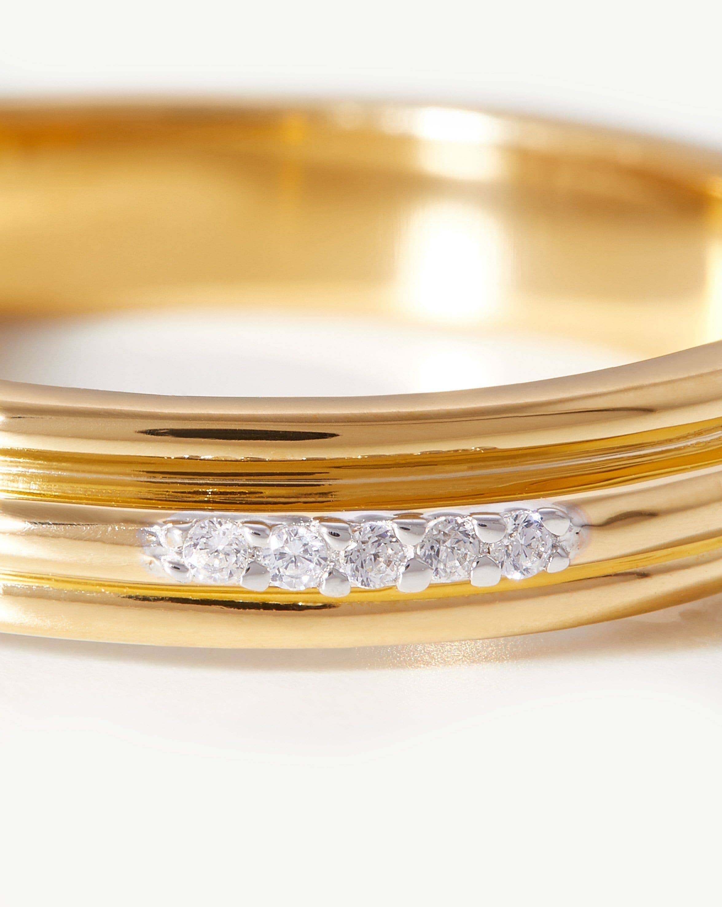 Lucy Williams Pave Ridge Ring - 18k Gold Vermeil & Cubic Zirconia Stackable Ring for Women | Elegant Wedding, Anniversary, Party Jewelry Gift
