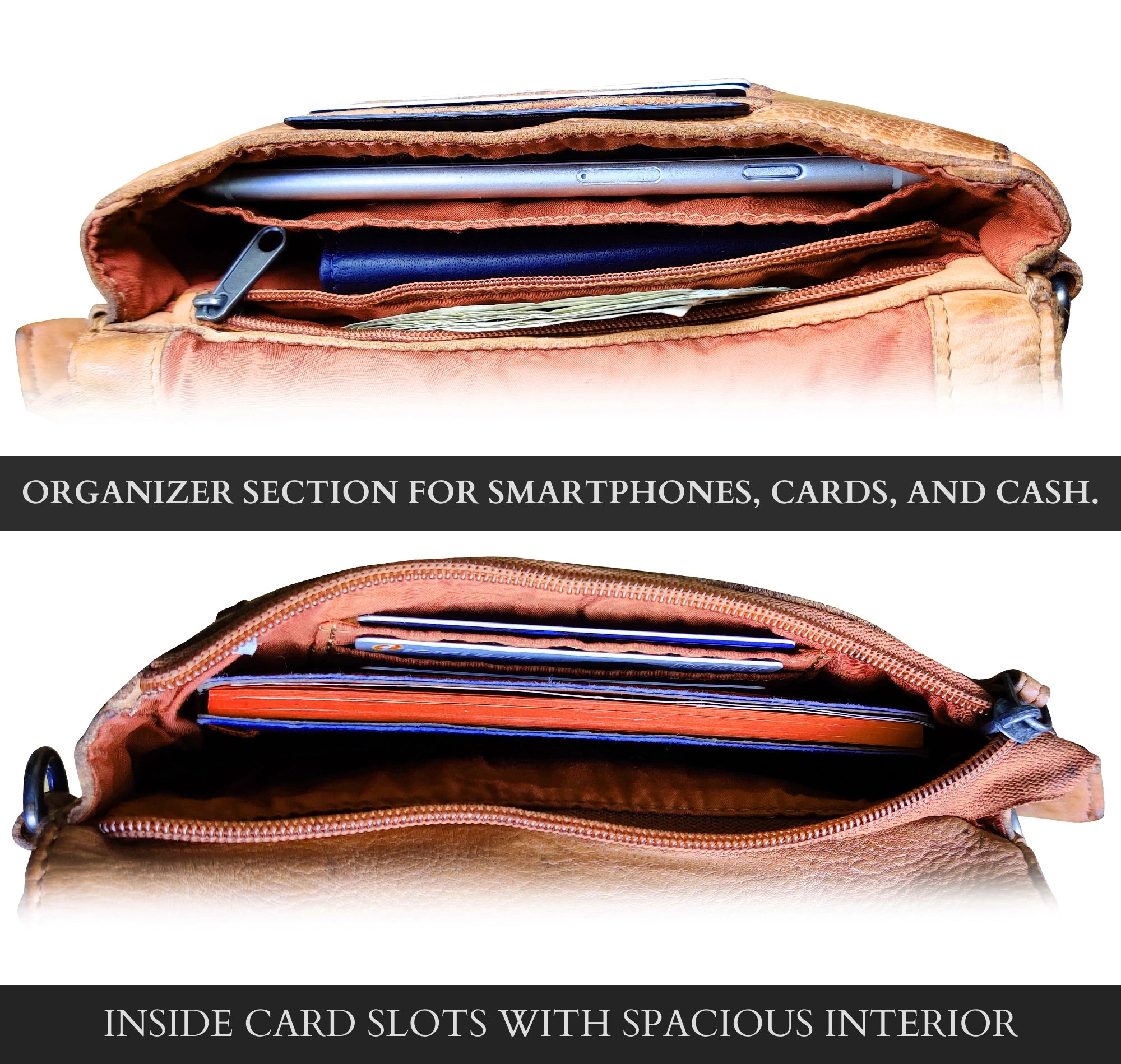 Genuine Leather Waist Bag for Women - Travel Purse & Wallet - Stylish & Secure Crossbody Fanny Pack - Perfect for Travel, Hiking, and Everyday Use (Cognac)