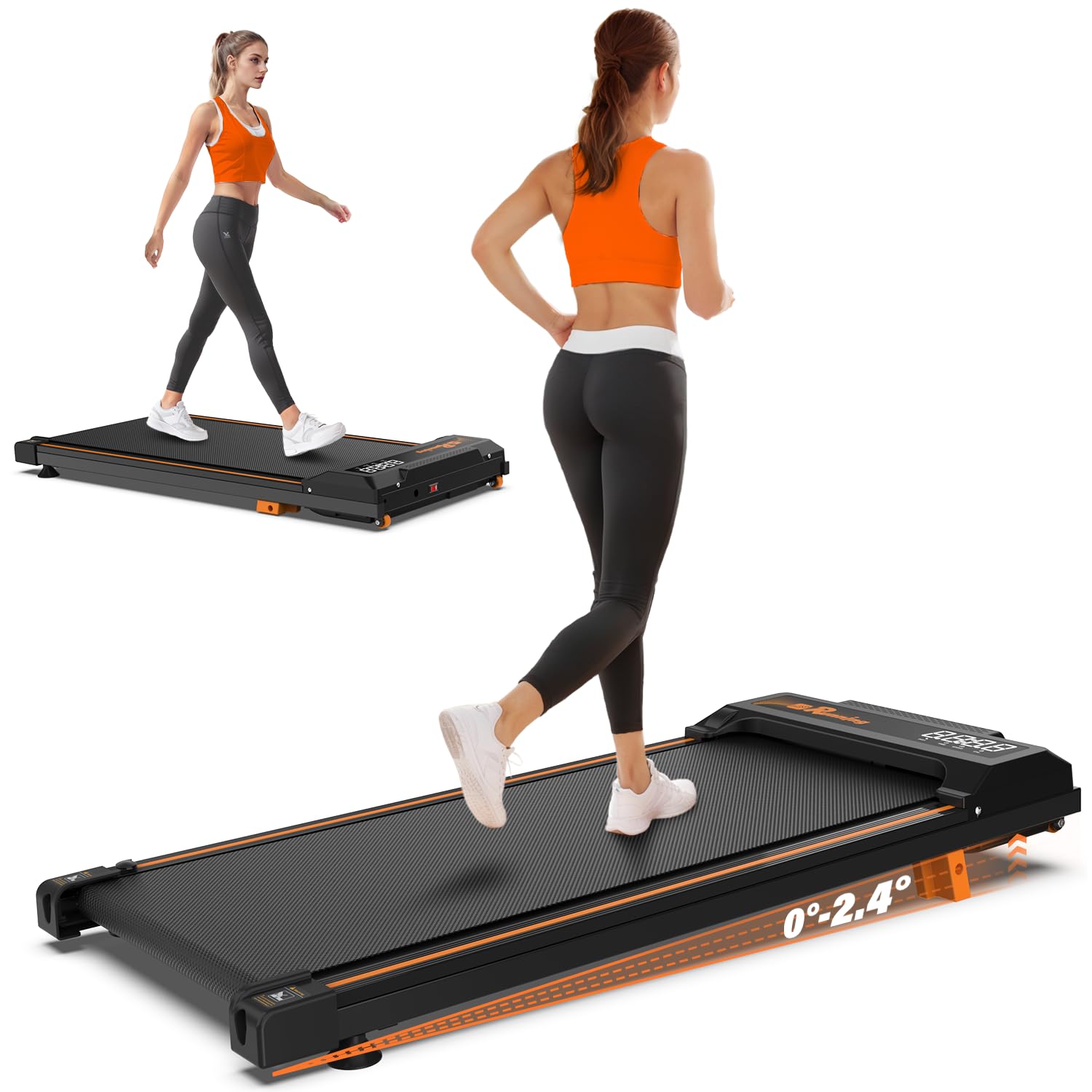 Under Desk Treadmill with Incline - 2.5HP Quiet Walking Pad with Shock Absorption, LED Display & Remote Control - Portable Treadmill for Home Office, Apartment & Small Spaces - Perfect for Workouts While Working or Watching TV