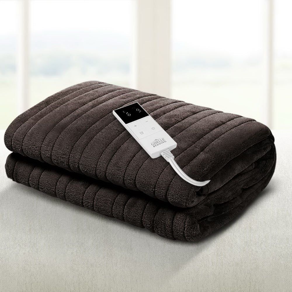 Electric Heated Throw Blanket - Soft & Cozy Giselle Bedding for Winter Warmth - Perfect for Couches, Beds & Home Use - Chocolate Brown