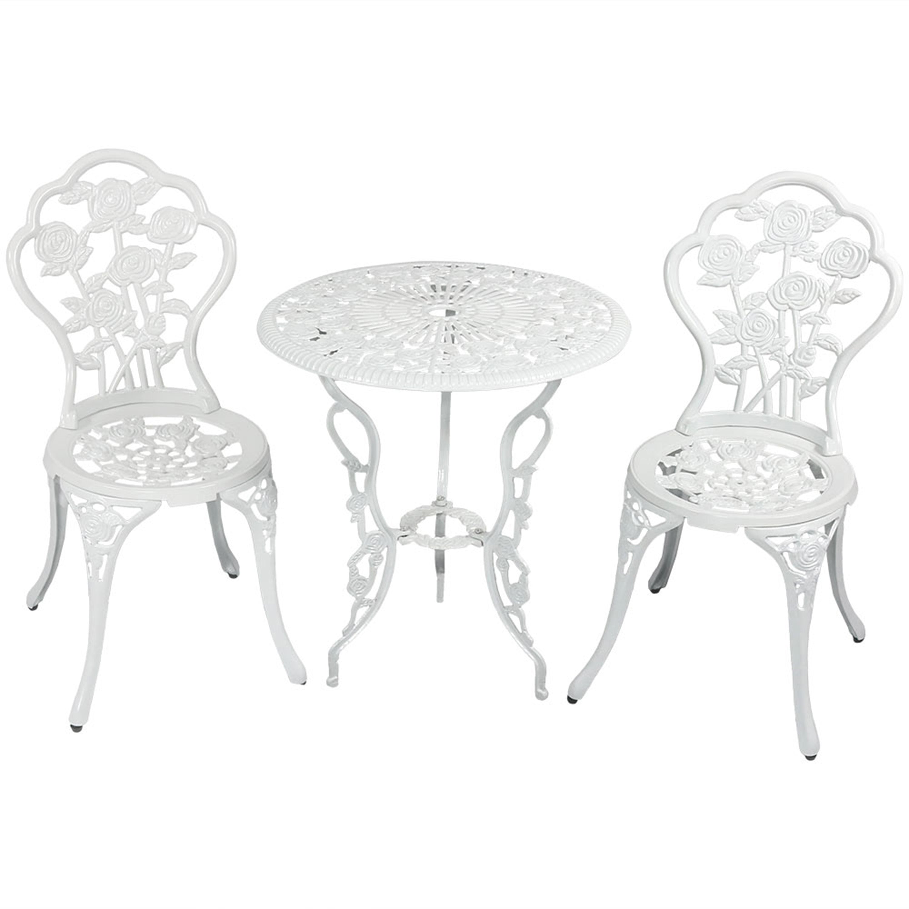 Sunnydaze 3-Piece Outdoor Cast Aluminum Patio Bistro Set - Durable Garden Furniture for Backyard, Balcony & Poolside Dining