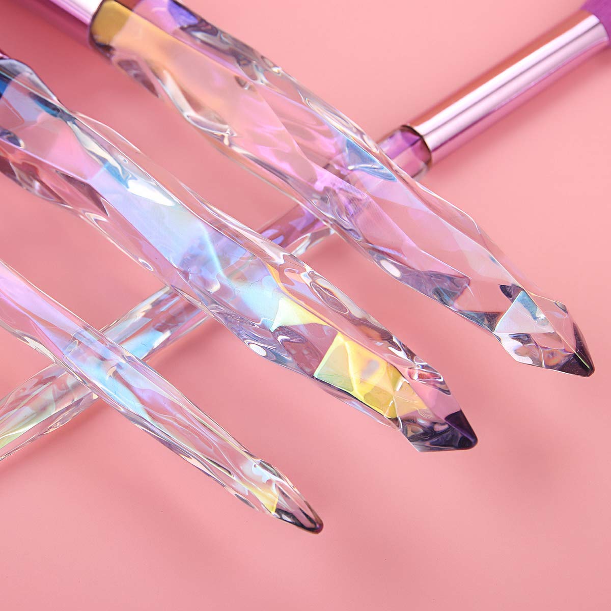 GYANSHOPPE 10-Piece Makeup Brush Set with Transparent Handles - Foundation, Blush, Eyeshadow, Kabuki, Concealer Brushes for Flawless Makeup Application - Perfect for Professional Artists & Beginners (Crystal Handle Design) - Ideal for Daily Makeup, Travel & Salon Use