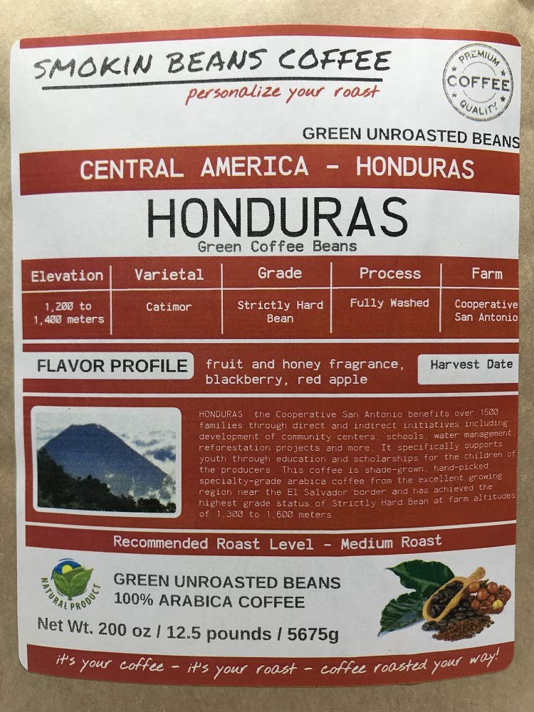 12.5-Pound Unroasted Green Arabica Coffee Beans from Honduras - Fresh Specialty Grade Current Crop - Home Roasting for Fresh Brewed Coffee - Perfect for Espresso, French Press, and Drip Coffee Makers
