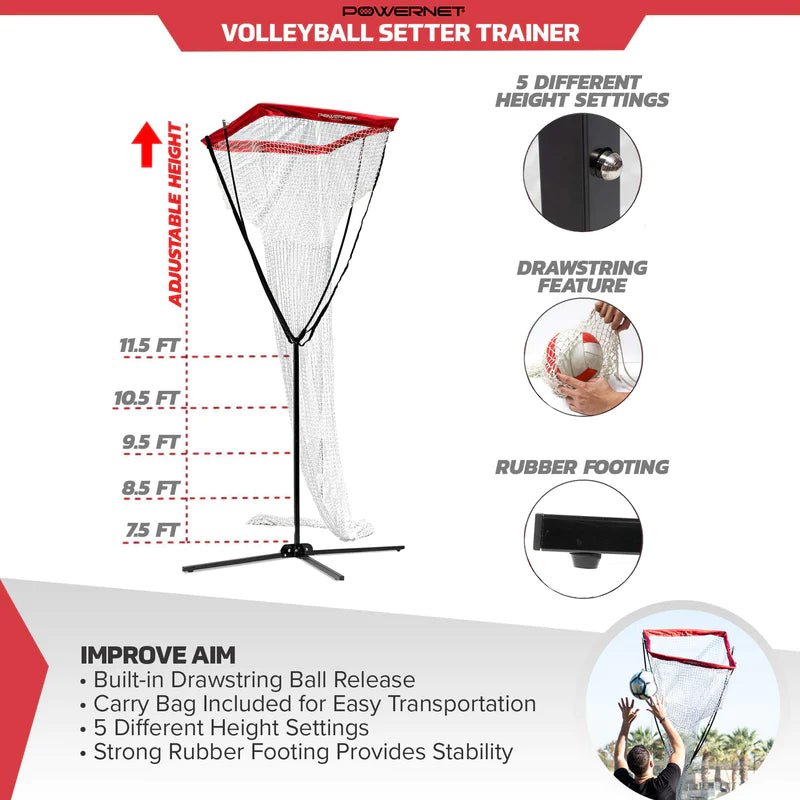 Volleyball Setter Trainer Net - Adjustable Practice Net for Volleyball Training, Perfect for Coaches & Players | Indoor & Outdoor Volleyball Drills, Team Practices, and Solo Training Sessions