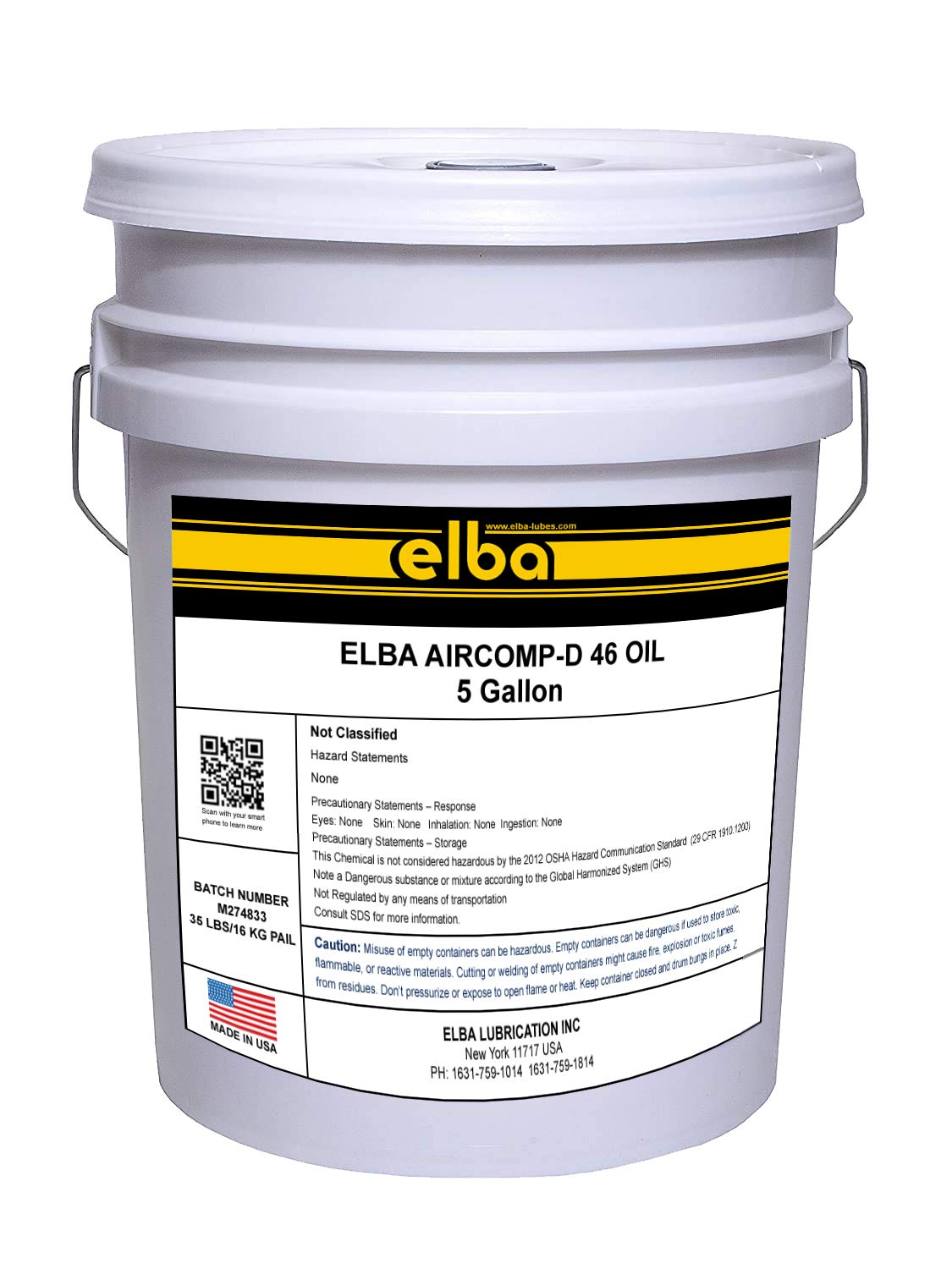 Premium Synthetic Blend Rotary Screw Air Compressor Oil ISO 46 - All Season Industrial Lubricant for Rotary Screw Compressors | Compatible with COMPRO RARUS 426, AEON 500, TERESSTIC 46 | Ideal for Manufacturing Plants, Auto Shops & HVAC Systems (5 Gallon Pail)