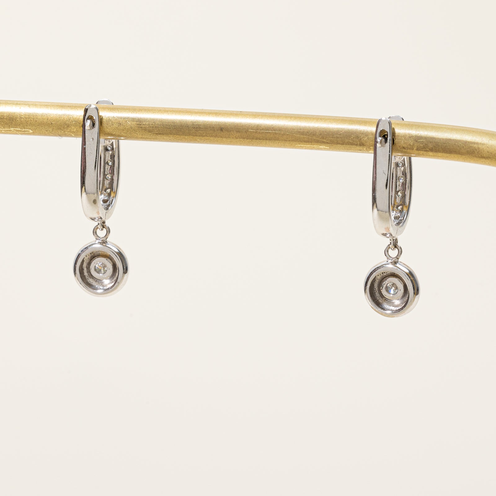 0.17ctw Bezel Set Diamond Huggie Drop Earrings for Women - Dainty Gold Hoop Earrings for Everyday Wear & Special Occasions