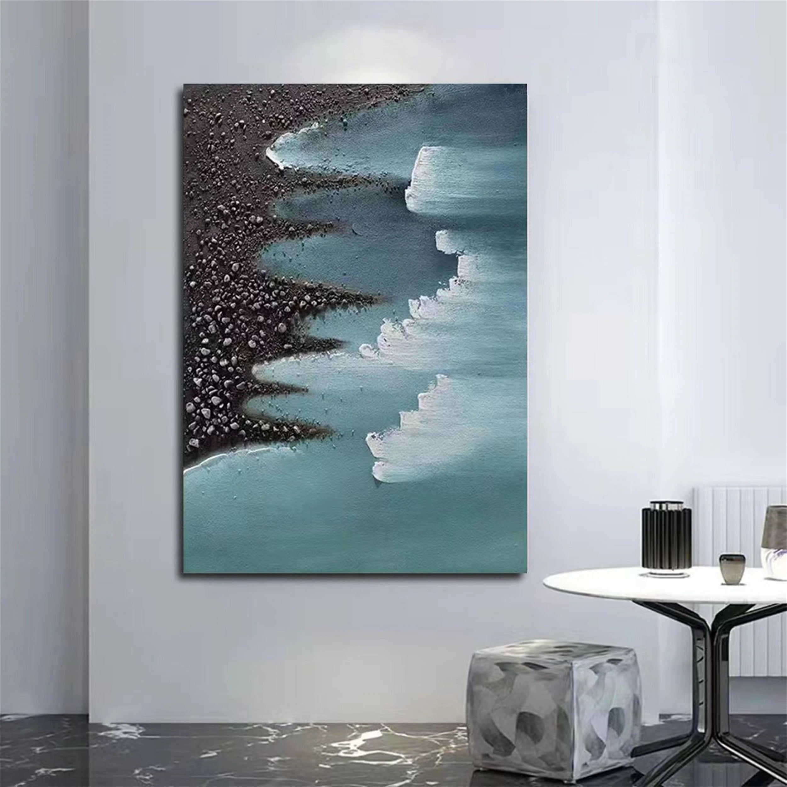 Ocean and Sky Painting #OS 048 - Handmade Seascape Wall Art for Home & Office Decor - Perfect for Living Room, Bedroom or Beach House