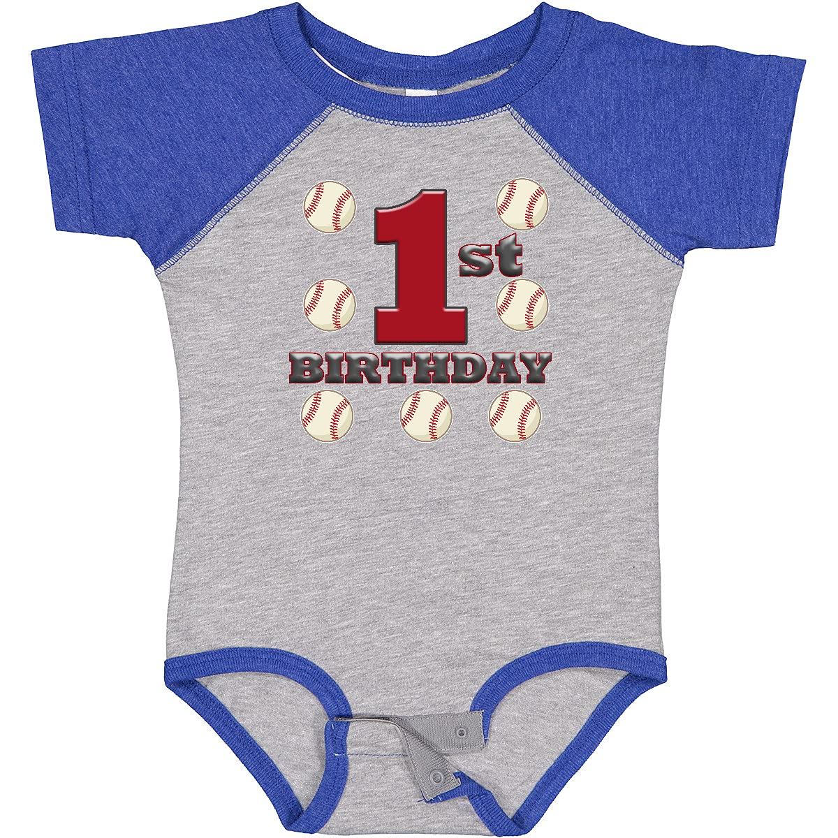 Inktastic First Birthday Baseball Baby Bodysuit - Cute 1st Birthday Outfit for Boys & Girls - Perfect for Baseball Themed Parties, Photo Shoots & Special Celebrations