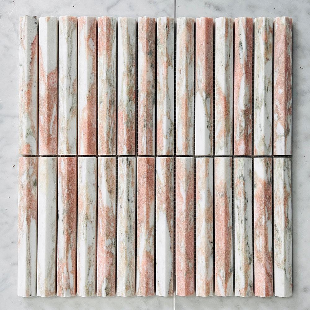 Athena Triangle Norwegian Rose 152x20x12 Honed Marble Mosaic Tile (Per Sheet) - Premium Bathroom & Kitchen Backsplash, Shower Wall, or Flooring Decor
