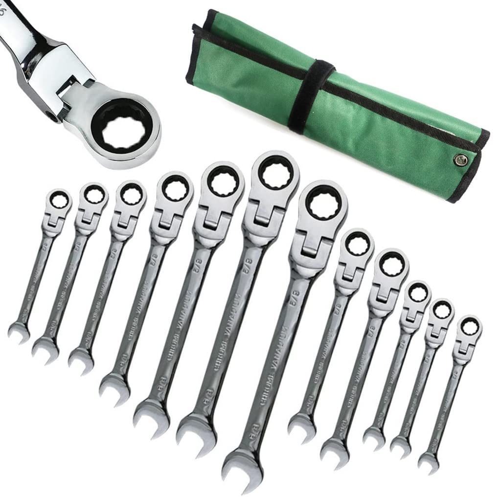 6-22mm Flex-Head Ratcheting Wrench Set - Metric Socket Wrench Kit for Car Repair & Maintenance | Durable Hand Tools with Tool Bag | Perfect for Automotive DIY, Home Garage & Professional Mechanics