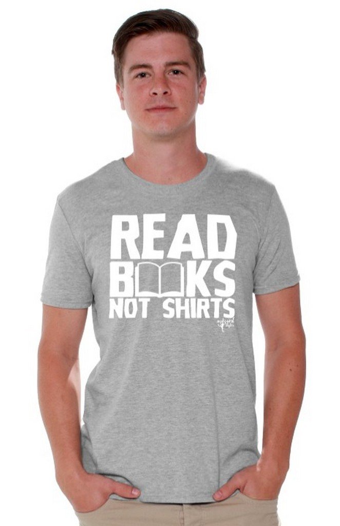 Awkwardstyles Funny 'Read Books Not Shirts' T-Shirt - White Quote Tee with Free Bookmark - Perfect for Book Lovers, Reading Enthusiasts & Library Visits