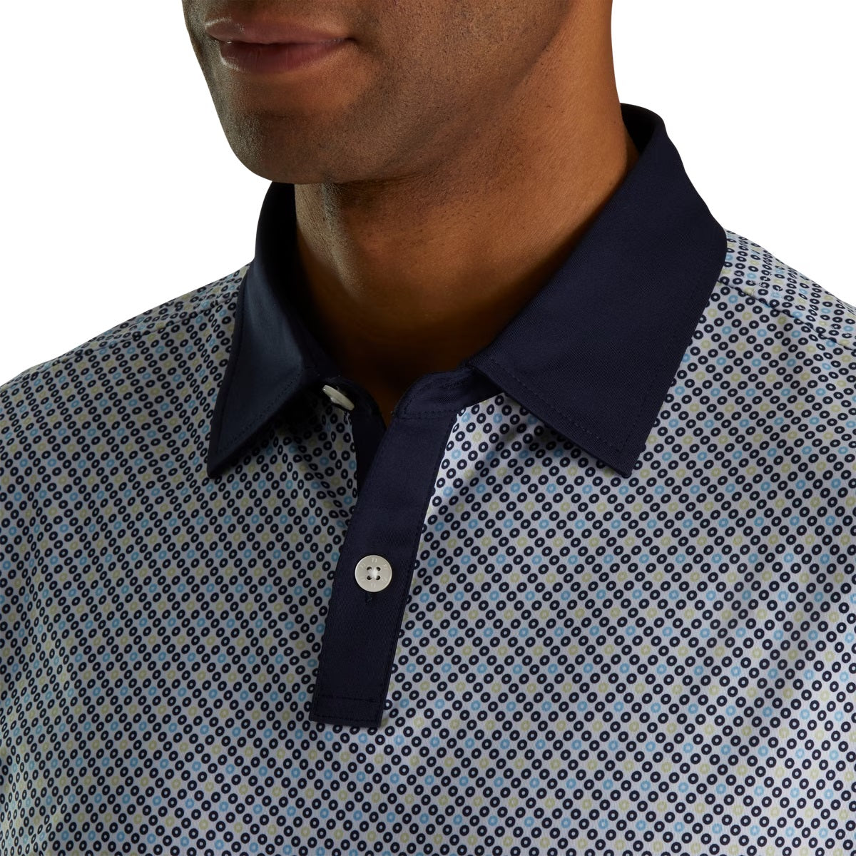 Footjoy Lisle Circle Print Self Collar Polo Shirt 2023 - Men's Golf Apparel for Comfort & Style on the Course