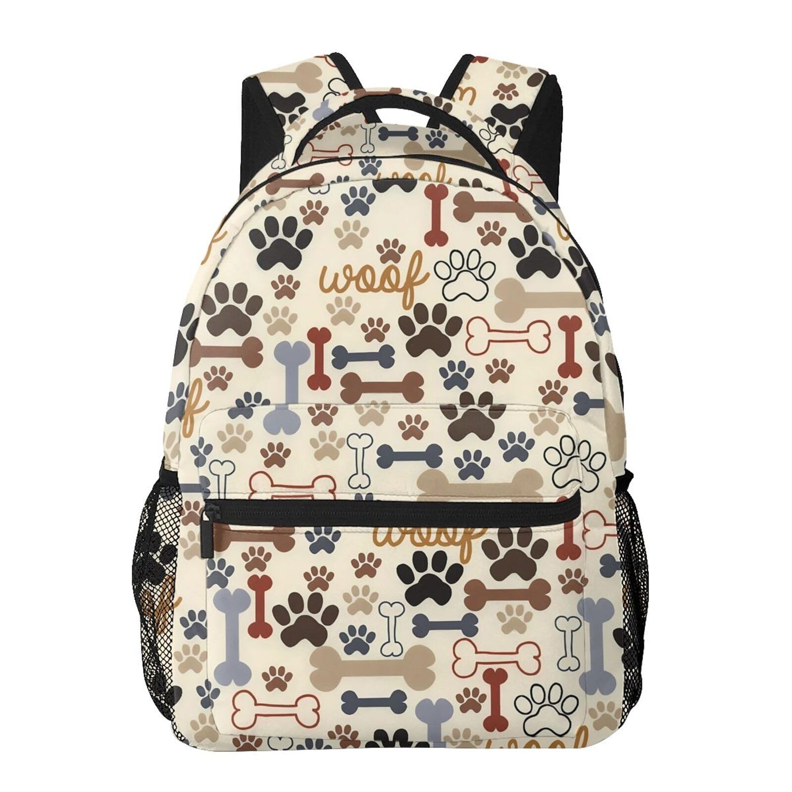 Vintage Dog Bone Paw Print Backpack - Cute School Laptop Bag for Kids & Teens, Durable Bookbag for Students, Travel, Work & Sports | Perfect for School, College, Hiking & Daily Commute