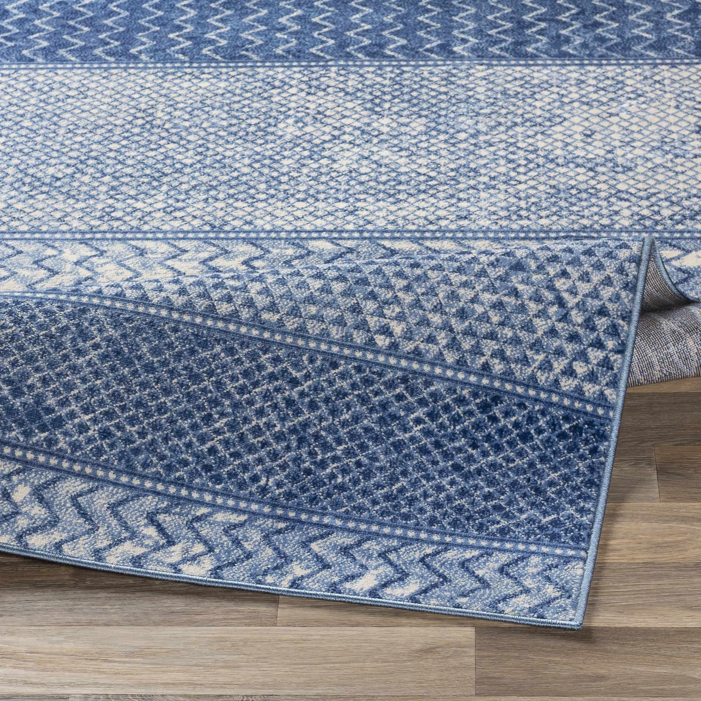 Modern Hauteloom Nampa Area Rug for Living Room & Bedroom - Blue & Ivory - 6'7