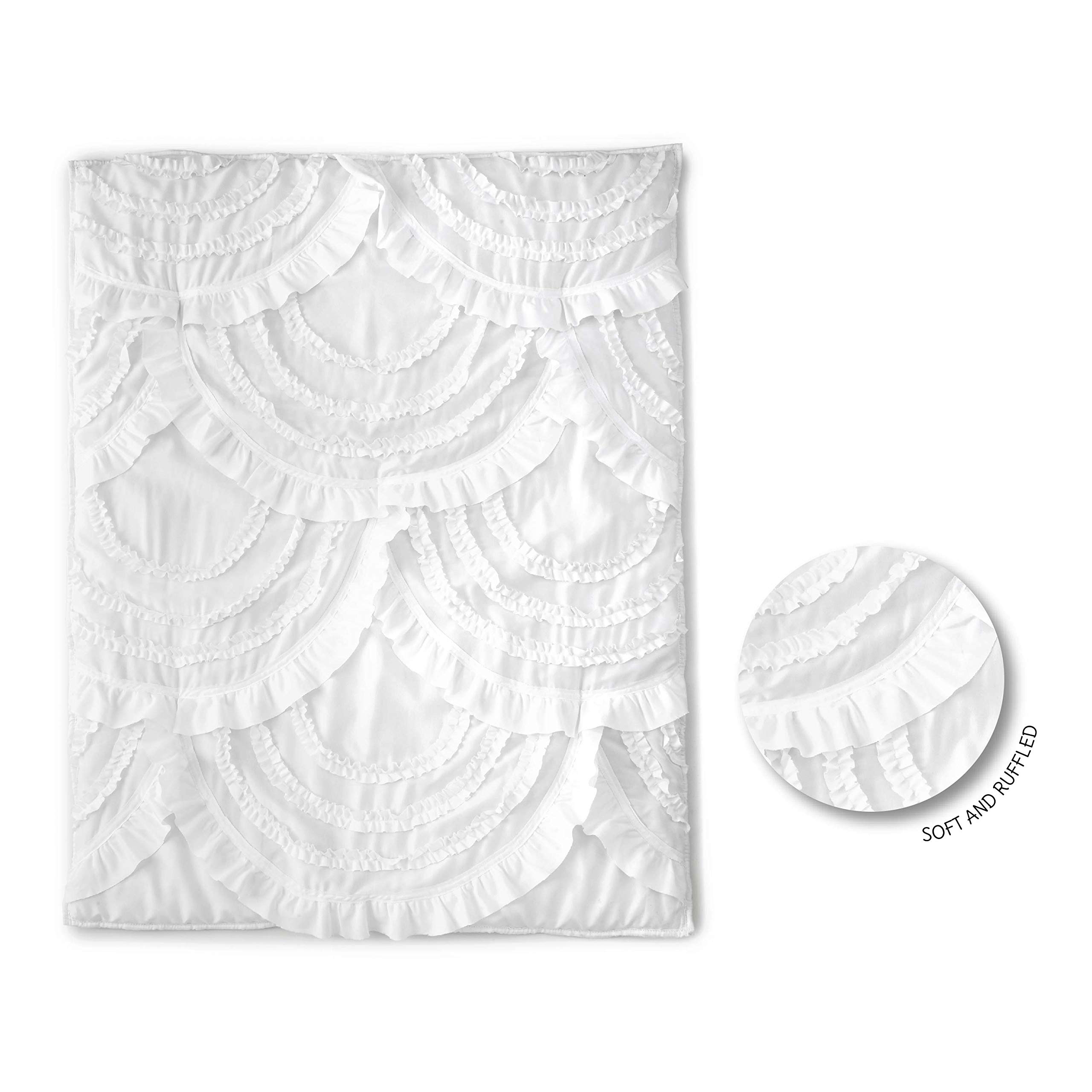 Levtex Baby Skylar 4-Piece Crib Bedding Set - White Soft Cascading Ruffles Quilt, Fitted Sheet, Wall Decal & Crib Skirt - Luxury Nursery Decor for Girls & Boys - Perfect for Baby Showers & Newborn Gifts