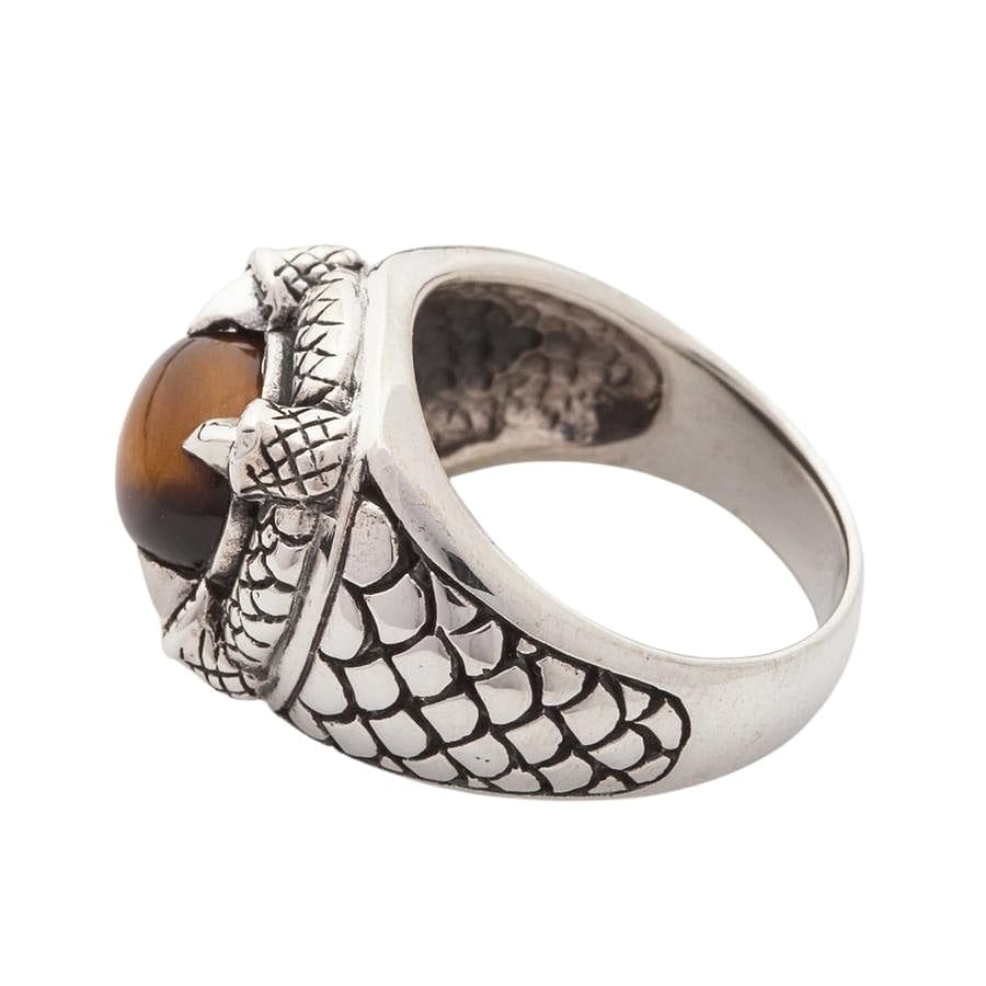 Gothic Claw Tiger Eye Sterling Silver Men's Ring for Punk Fashion & Gothic Jewelry Lovers - Perfect for Halloween, Cosplay & Alternative Style
