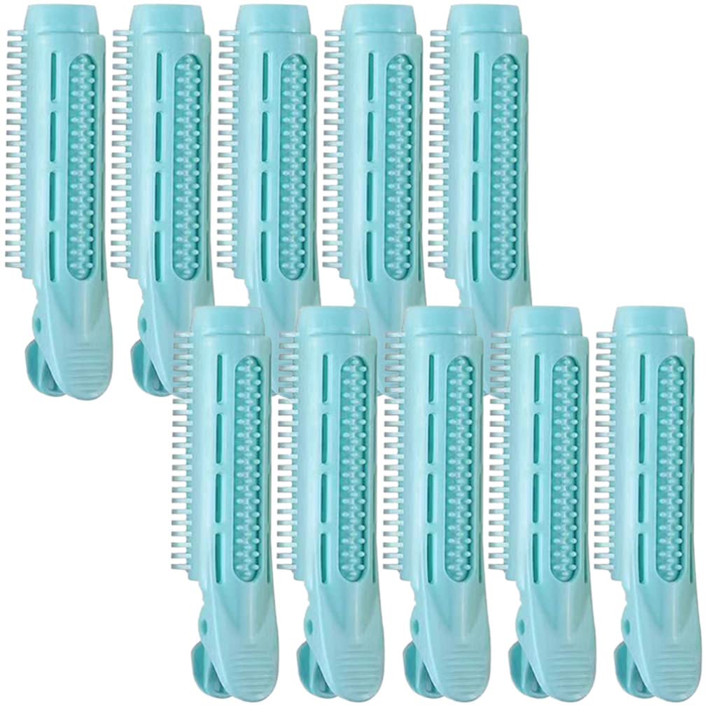 KALLORY 10pcs Volumizing Hair Root Clips - Natural Fluffy Hair Curlers Rollers for Women & Girls - DIY Self Grip Hair Styling Tool for Short Hair (Sky Blue) - Perfect for Home Salon, Party Hairstyles & Daily Volume Boost