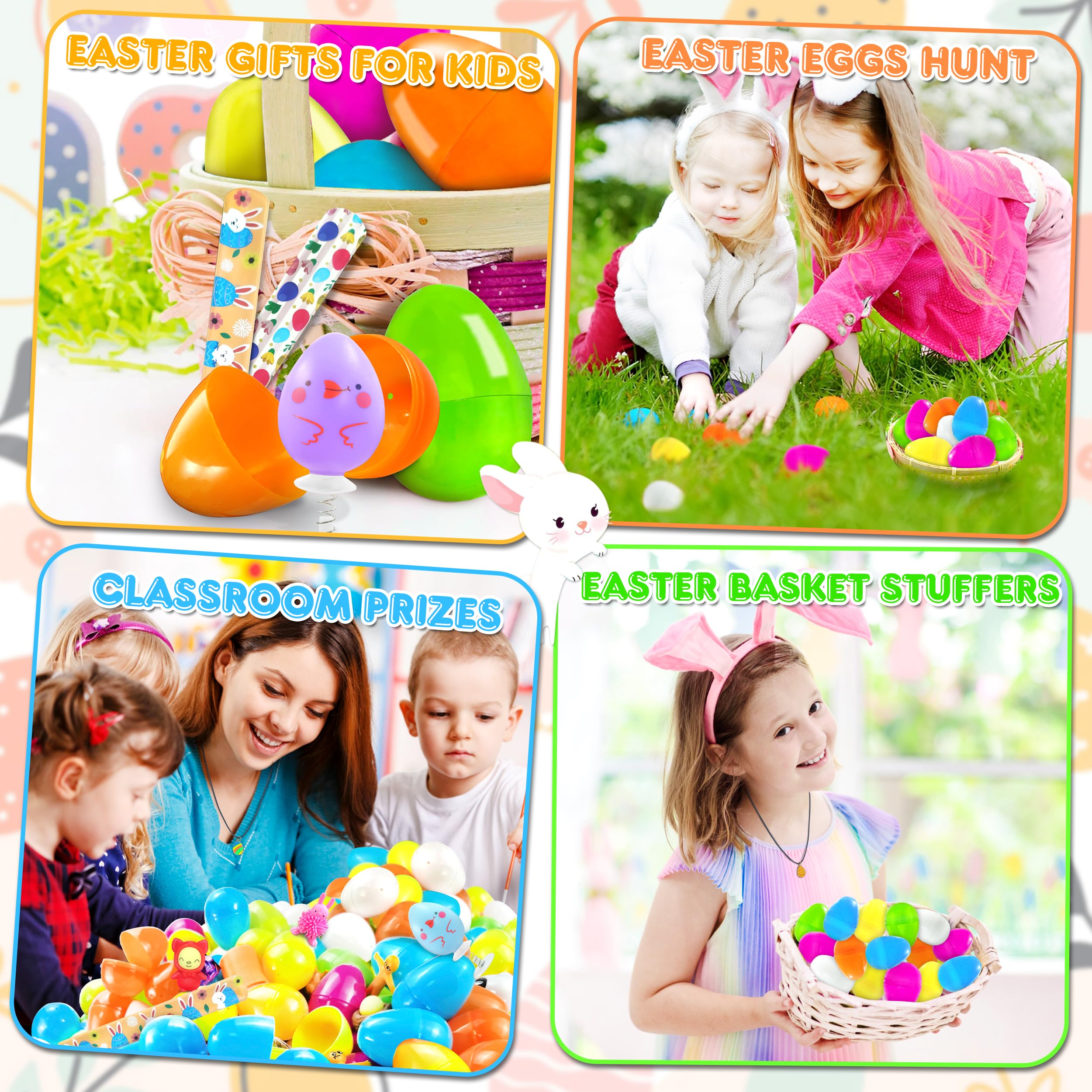 LINAYE 200 Packs Prefilled Easter Eggs with Toys Inside - Colorful Stuffed Plastic Eggs for Easter Egg Hunt, Easter Basket Stuffers, Kids Party Favors & Toddler Gifts (Perfect for Easter Celebrations, Classroom Activities & Birthday Party Games)