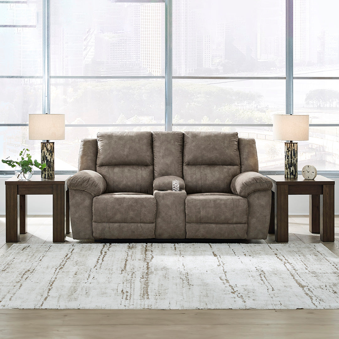 Laresview Reclining Loveseat with Console - Modern 2-Seater Recliner Sofa with Cup Holder & Storage | Perfect for Living Room, Home Theater & Small Spaces