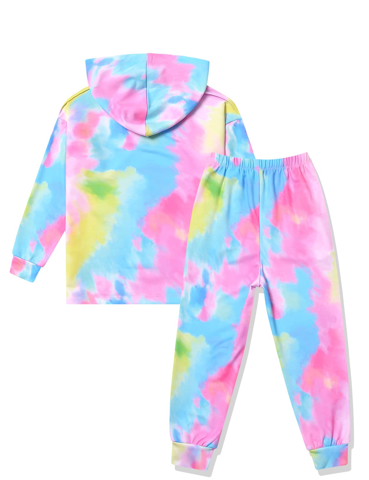Jxstar Girls Tie Dye Hoodie & Sweatpants Set - Trendy Pullover Tracksuit Outfit for School, Sports & Casual Wear