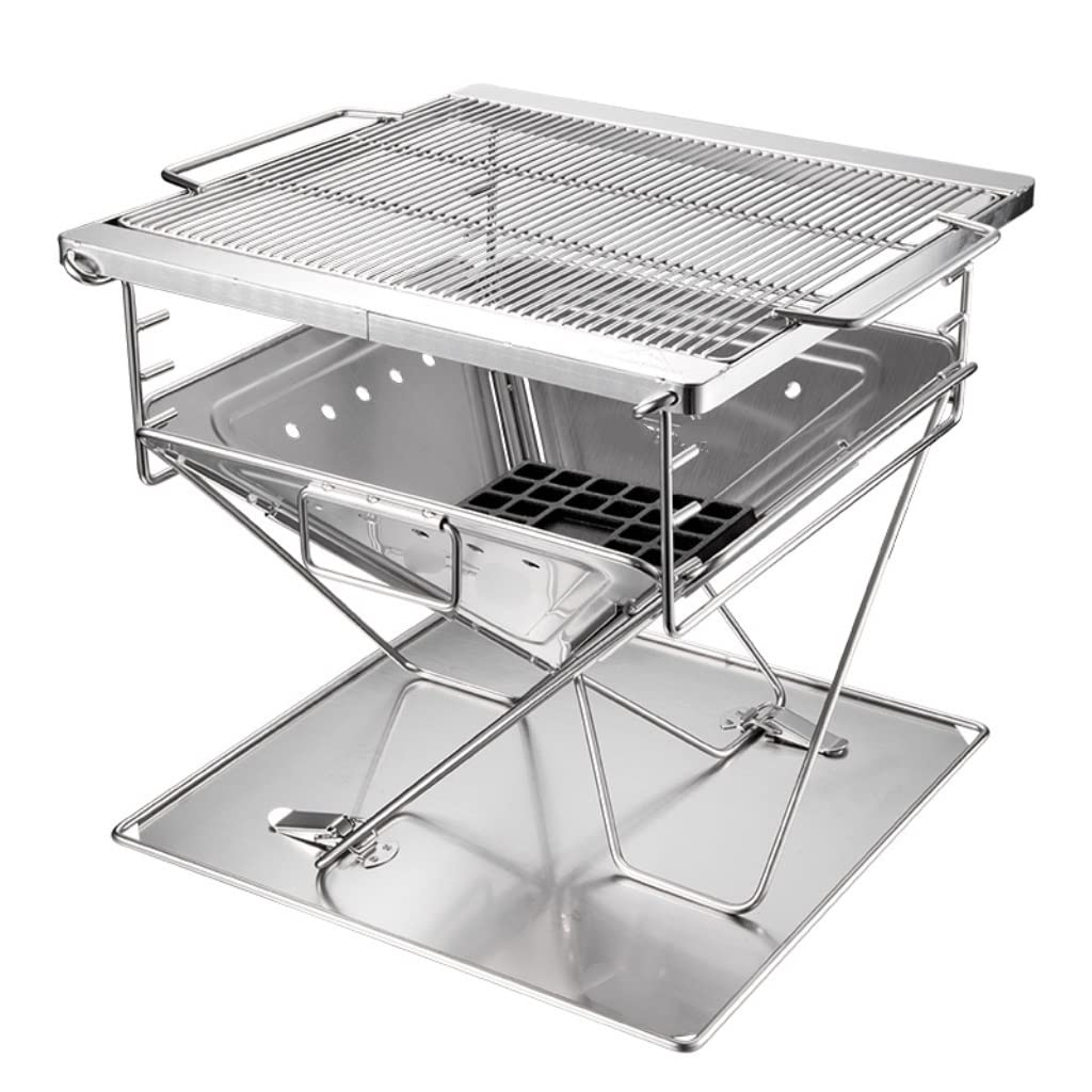 LICHSY Portable Stainless Steel Charcoal Grill - Folding Outdoor BBQ Grill with Carrying Bag & Tool Kit - Perfect for Camping, Backyard Cookouts, and Picnics (Color: A)