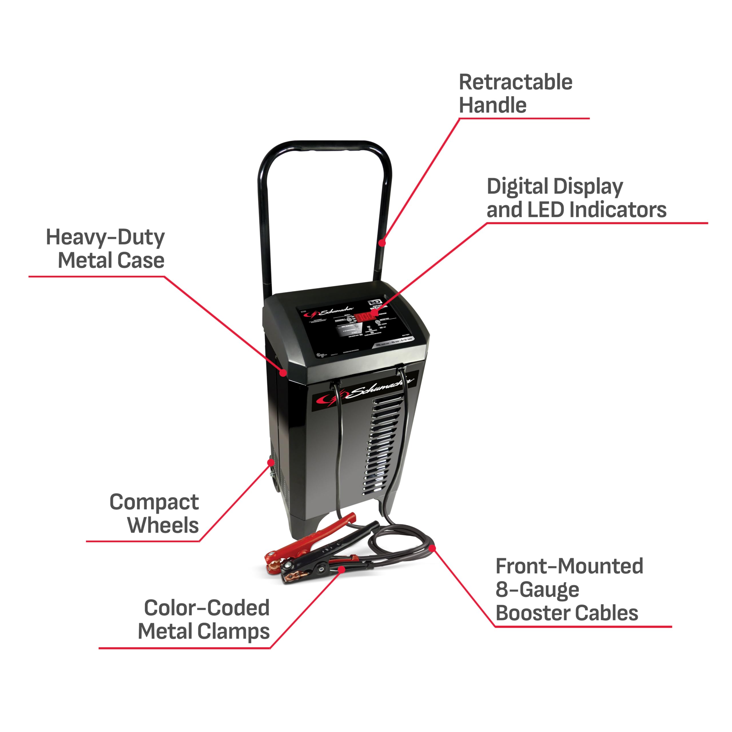 Schumacher SC1309 6/12V 200A Fully Automatic Battery Charger & Engine Starter - 40A Boost, Multi-Stage Charging & Alternator Tester - Perfect for Cars, Trucks, SUVs & Marine Batteries - Emergency Jump Start & Winter Maintenance