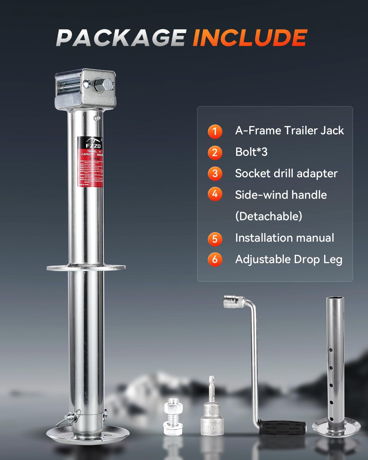5000 lbs Heavy Duty A-Frame Trailer Jack with 23