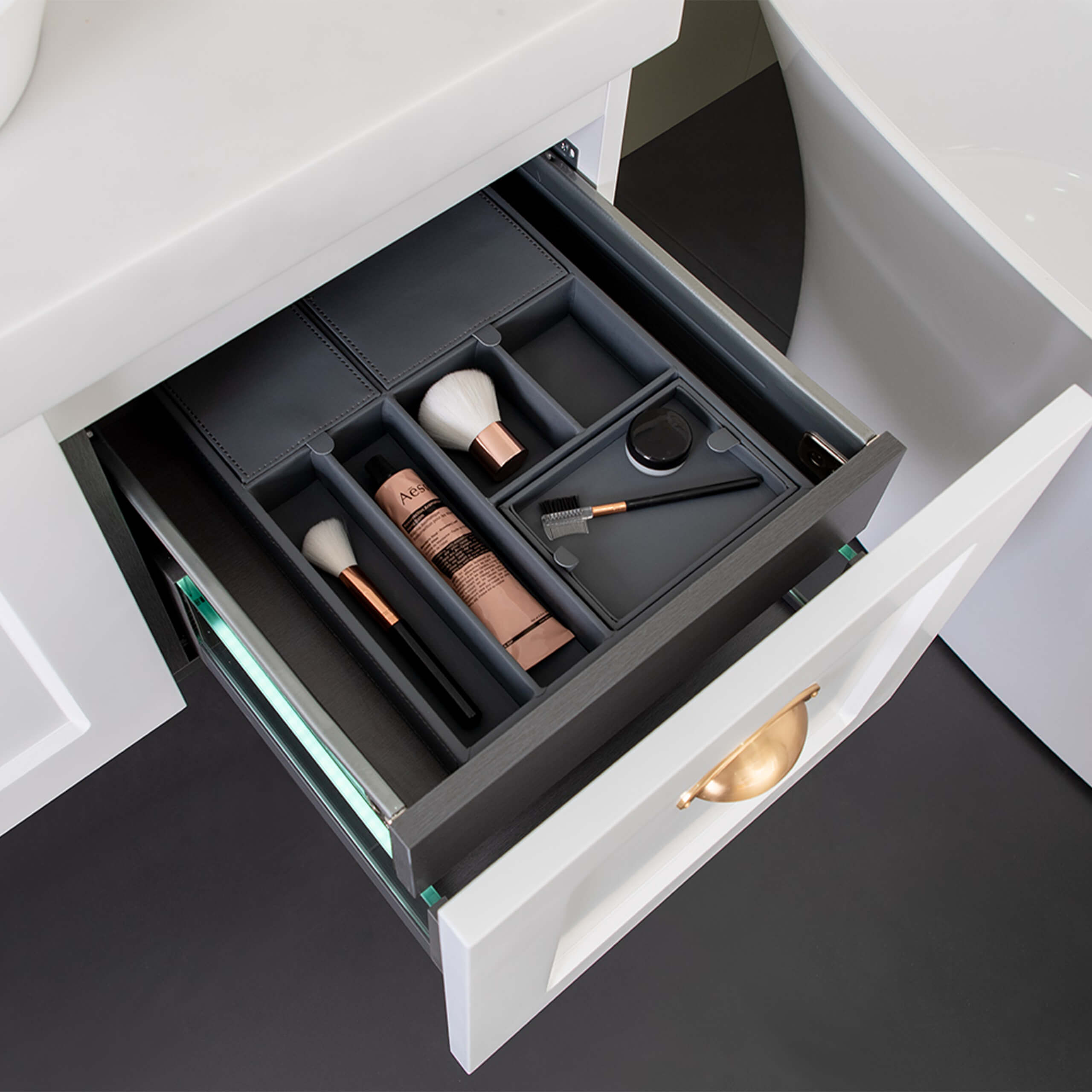 ADP London Wall-Mounted Vanity with Durasein Solid Surface - Modern Bathroom Sink Cabinet for Small Spaces & Contemporary Homes