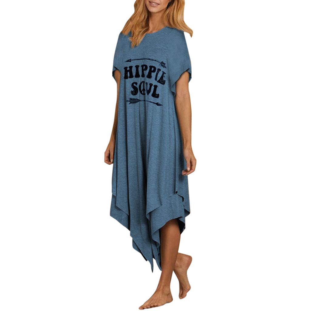 Vintage Printed Summer Dresses for Women - Short Sleeve Casual T-Shirt Dress, Loose Beach Cover Up, Trendy Vacation Outfit | Perfect for Beach Trips, Summer Parties & Casual Daywear