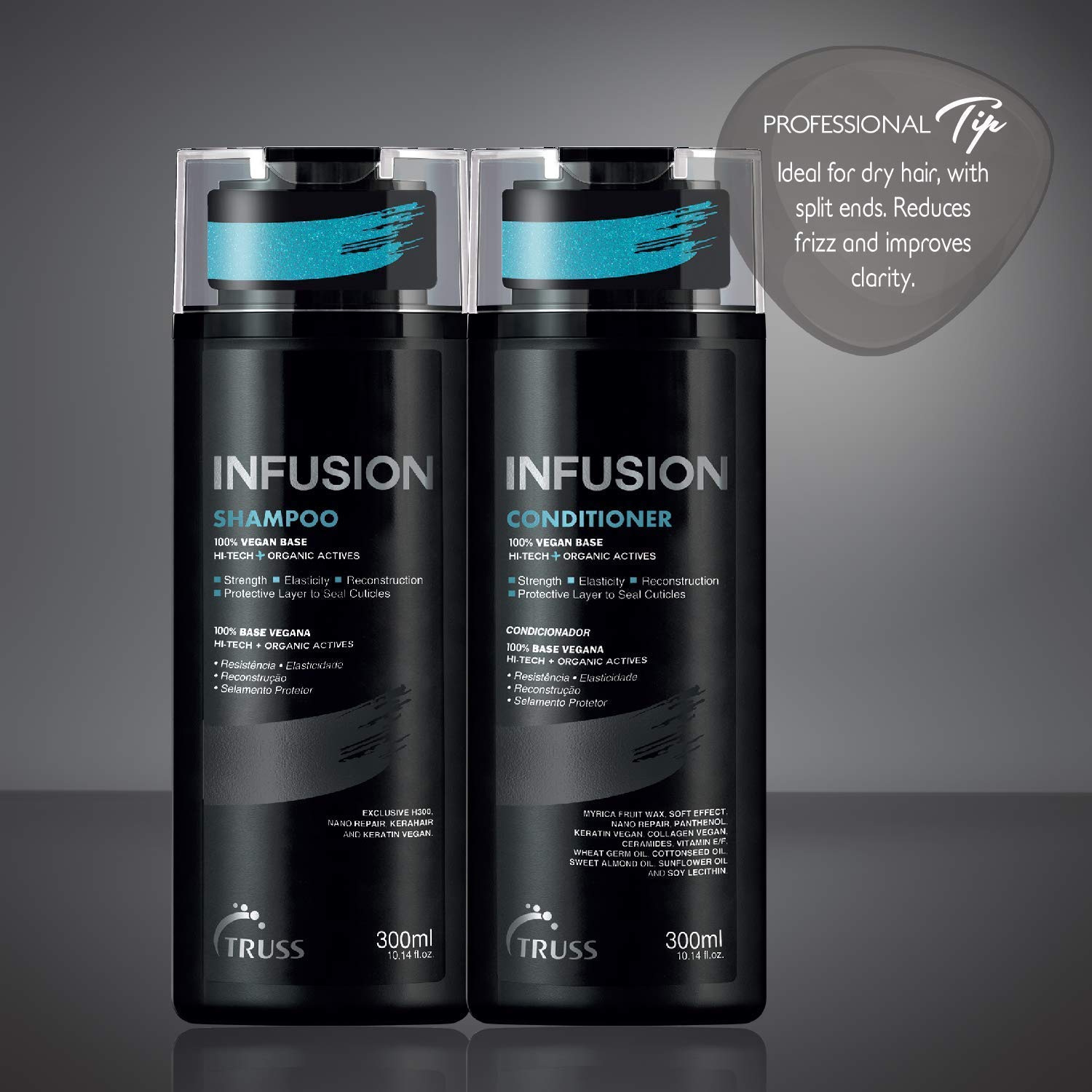 TRUSS Infusion Shampoo and Conditioner Set with Hair Mask - Sulfate Free Hair Care for Dry Damaged Hair - Hydrating & Repairing Treatment for Salon Quality Results at Home - Perfect for Curly, Color Treated & Natural Hair