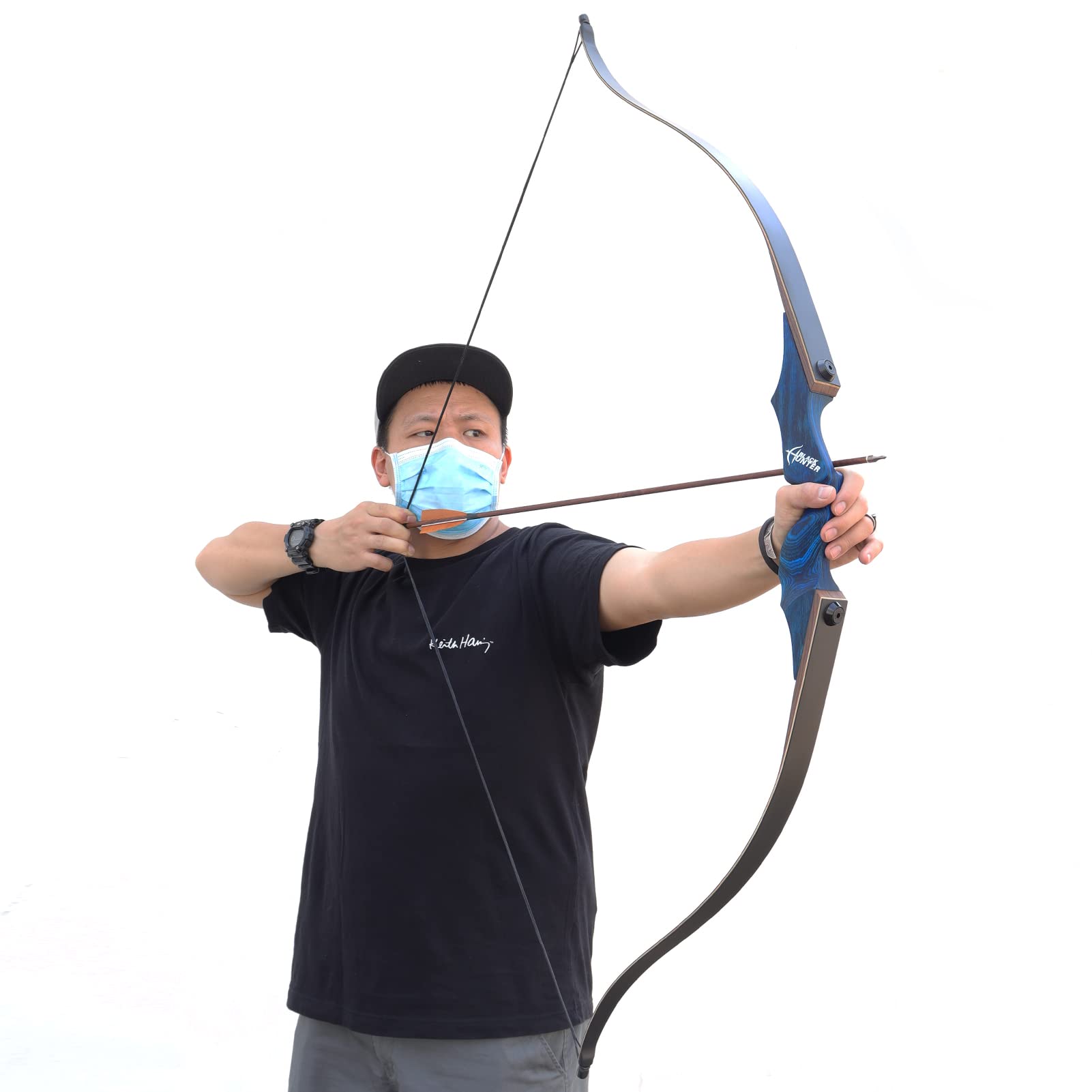 OBTOUTDOOR Black Hunter Takedown Recurve Bow Set for Adults - 60