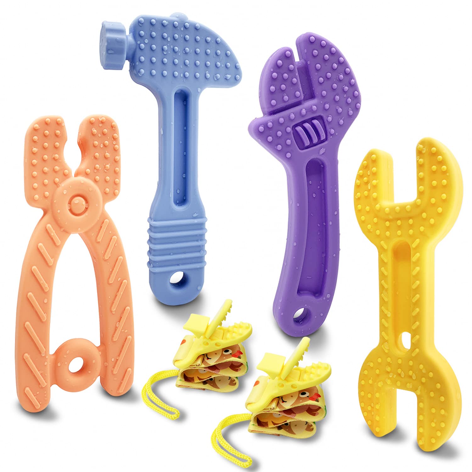 Best Silicone Teething Toys for Babies 3-12 Months - Safe Chew Toys for Teething Relief | Hammer, Wrench & Pliers Shaped Teethers for Boys & Girls | Perfect for Soothing Sore Gums at Home or On-the-Go