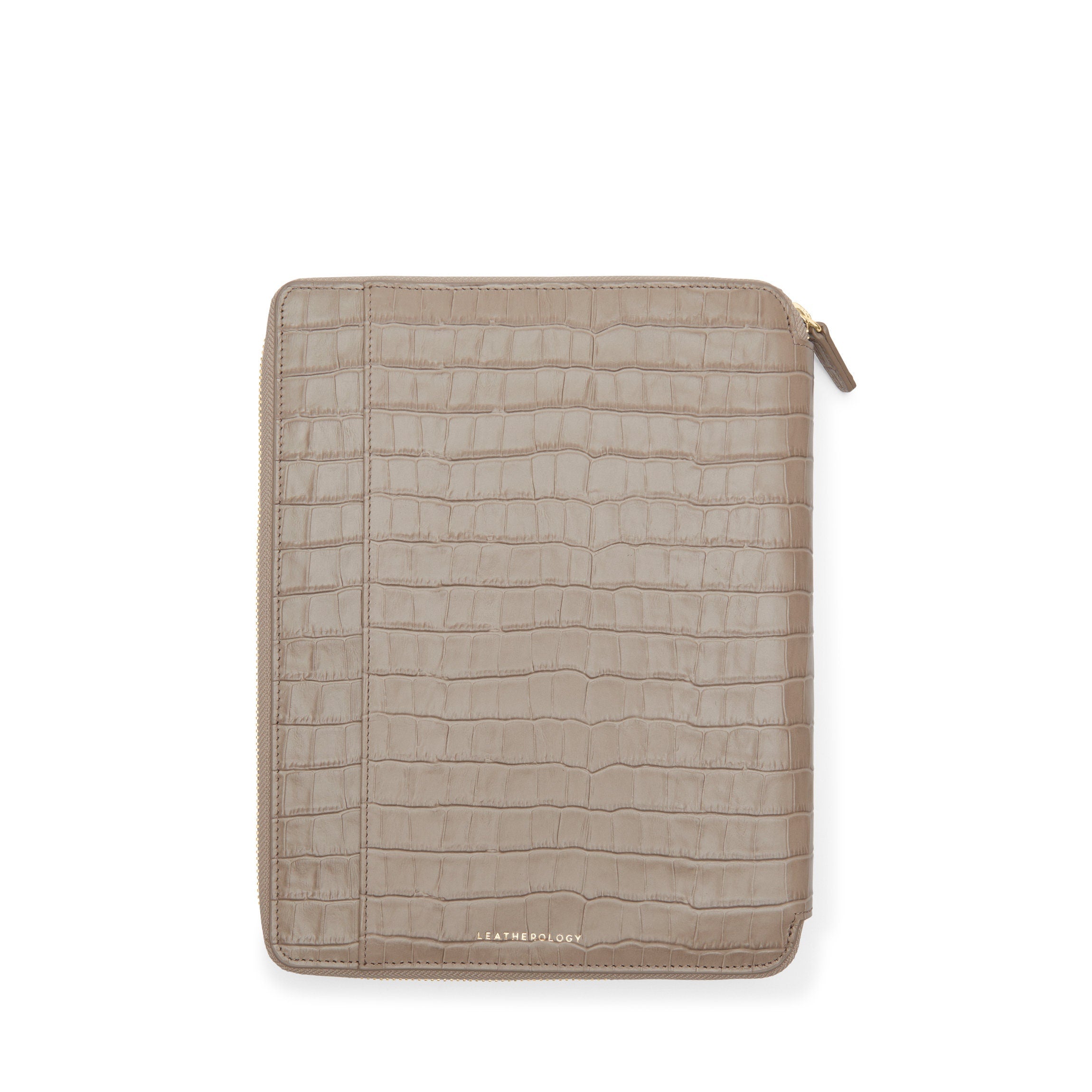 Premium B5 Composition Notebook - Zippered Closure, Ecru Croc Design - Perfect for School, Office & Travel Journaling