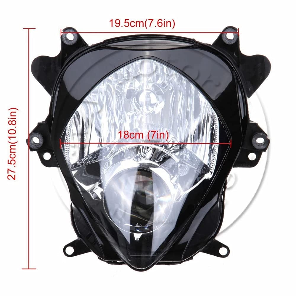 Suzuki GSX-R1000 2007-2008 Motorcycle Headlight Assembly - Clear Front Headlight Housing Replacement for GSXR1000 - Perfect for Night Riding & Off-Road Adventures