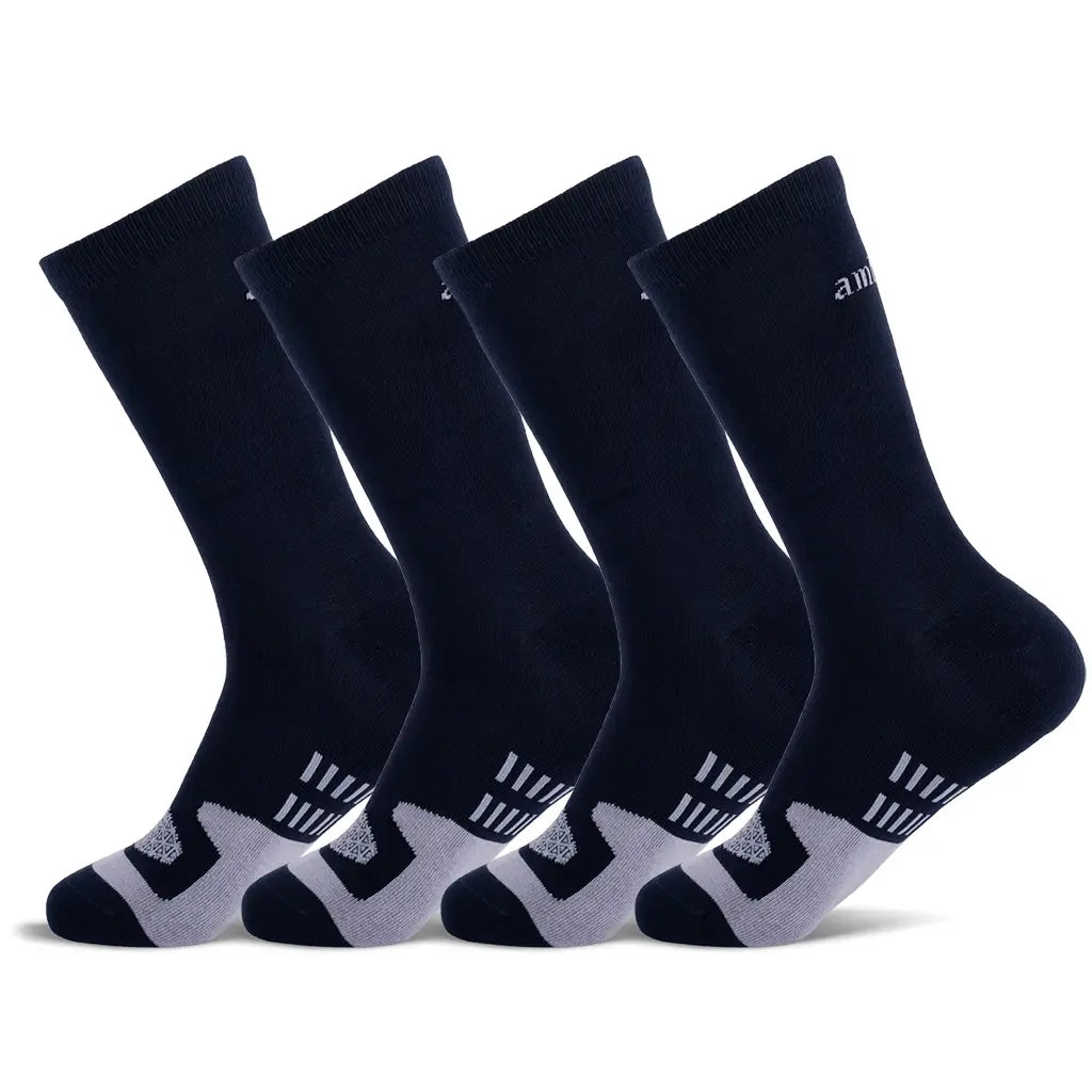 4 Pack of Comfortable Cobalt Blue Socks for Men & Women - Breathable Cotton Crew Socks for Everyday Wear, Sports, and Casual Outfits