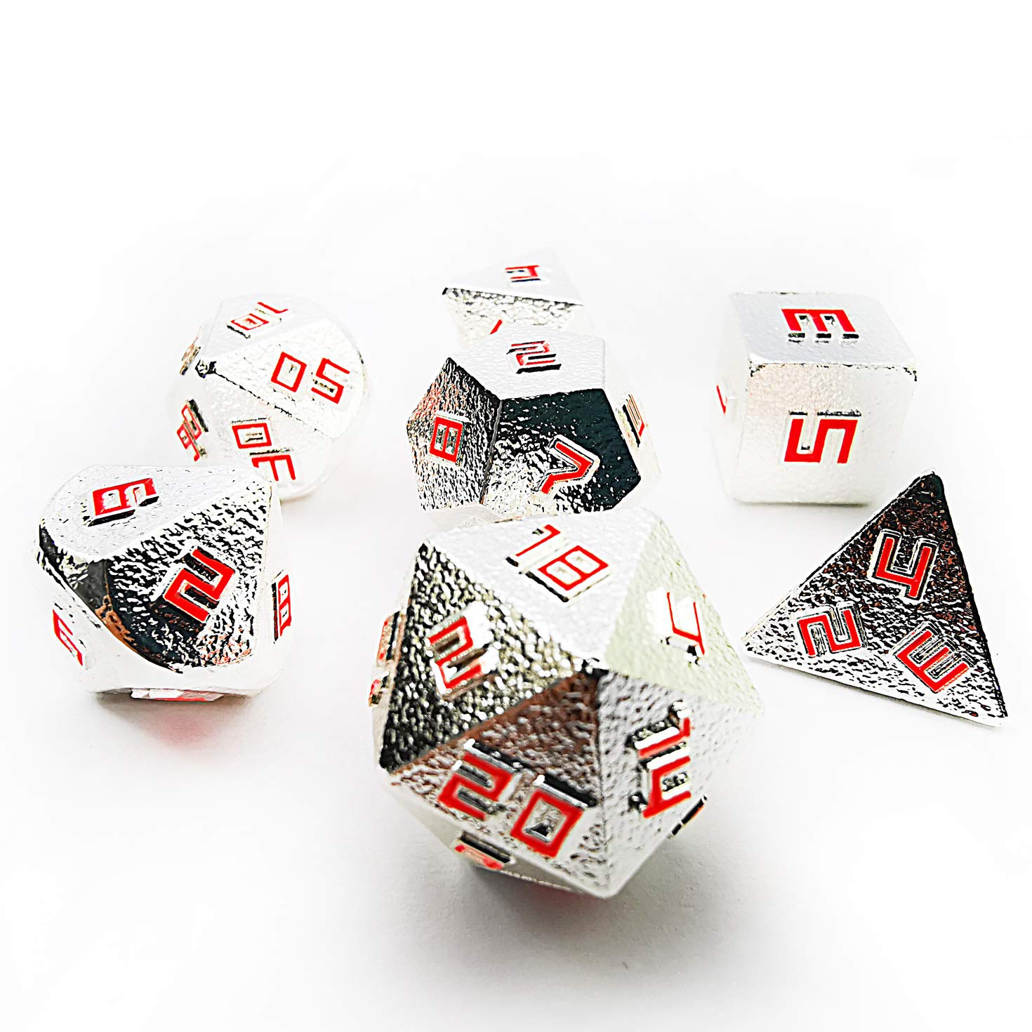 Bescon Silver-Ore Lode Solid Metal Dice Set - Premium Raw Metal Polyhedral D&D RPG 7-Piece Dice Set for Tabletop Gaming, Dungeons & Dragons, Pathfinder & Roleplaying Games