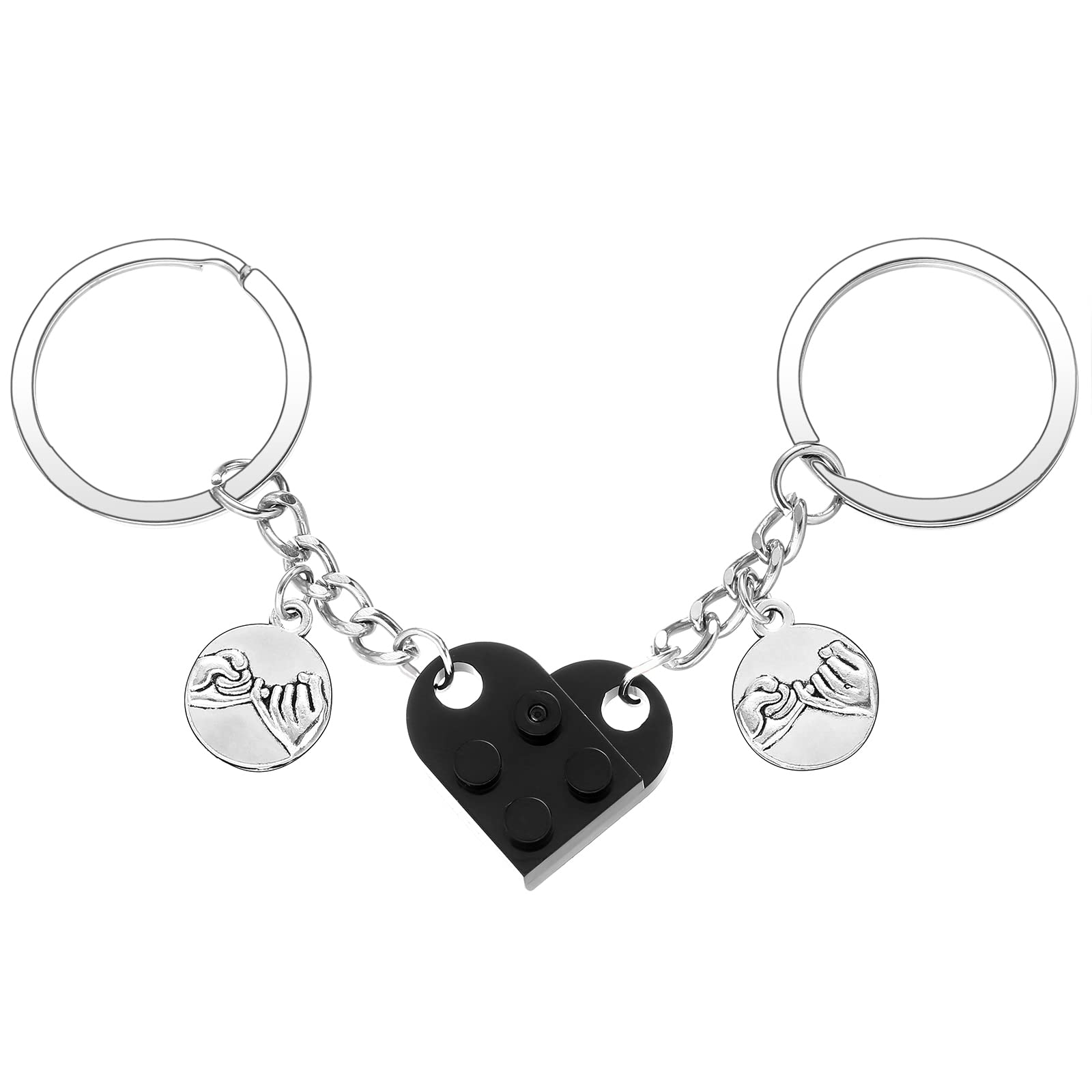Couple Matching Heart Keychain Set - Best Friend BFF Brick Heart Keychain for Boyfriend Girlfriend, Romantic Anniversary Christmas Gift for Couples | Perfect for Valentine's Day, Wedding Proposal & Everyday Carry