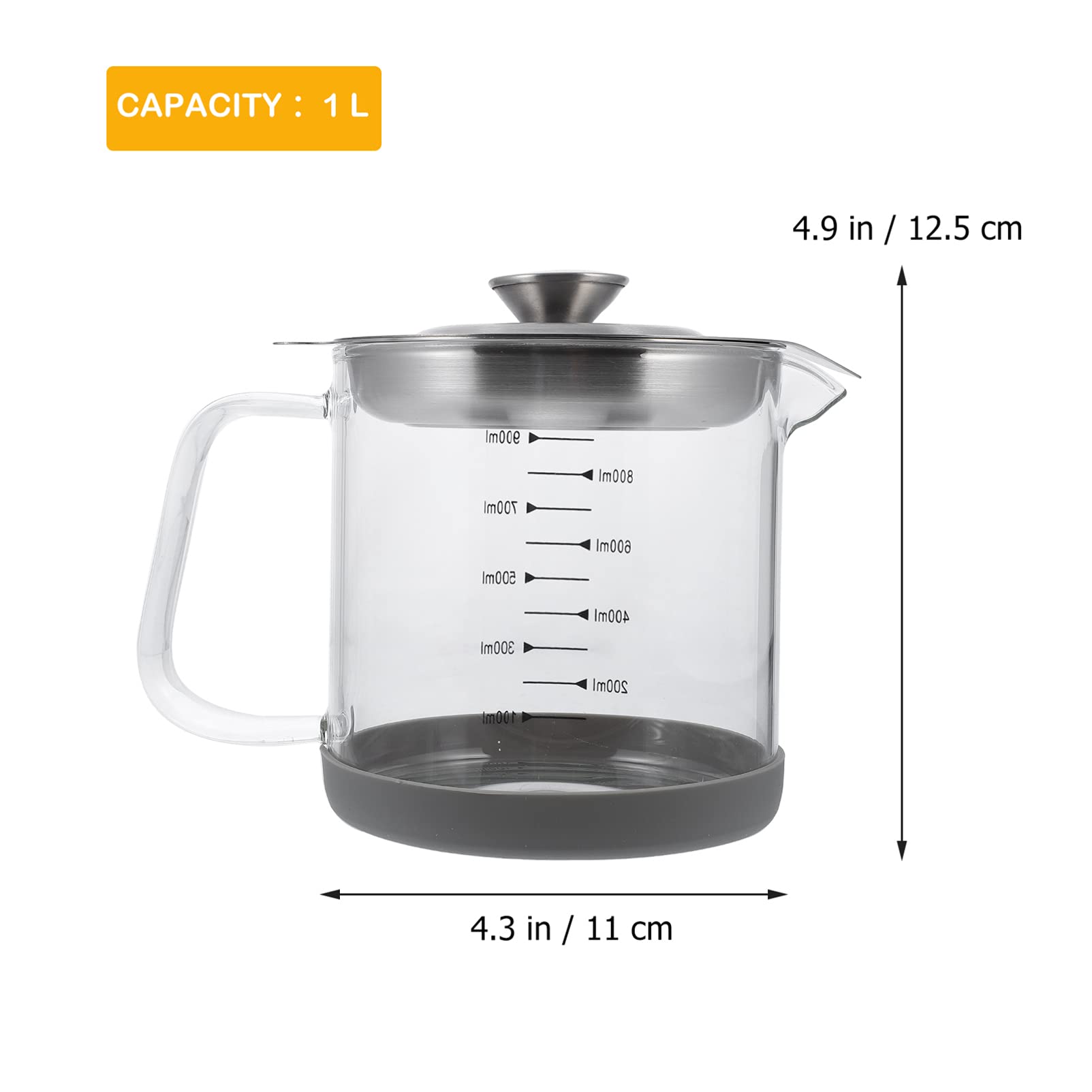 HEMOTON 1pc Glass Oil Strainer & Dispenser with Filter - Premium Cooking Oil Container for Soy Sauce, Grease & Liquids - Perfect for Kitchen, Restaurant & Household Use