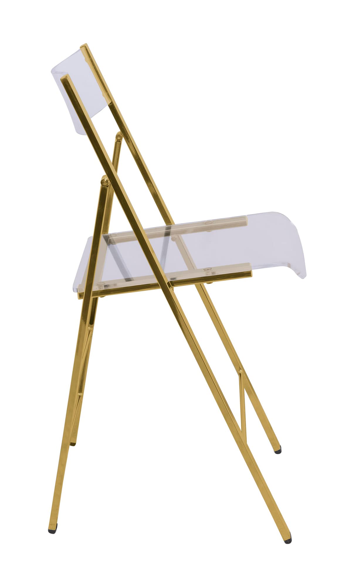 Modern Acrylic Folding Chairs with Gold Base - Set of 4 for Indoor/Outdoor Use - Clear Transparent Design Perfect for Dining Room, Patio, Wedding & Event Decor