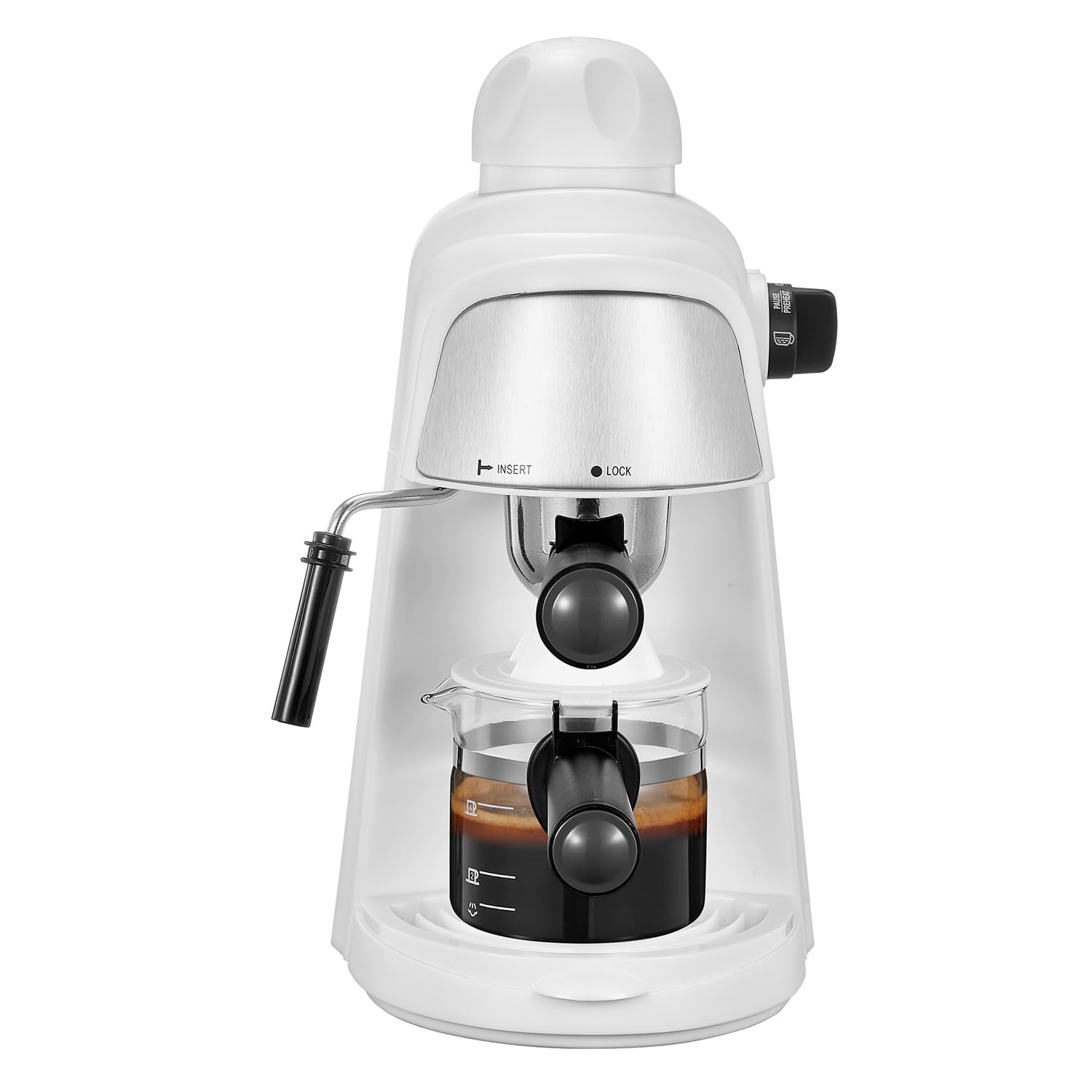 Yabano 3.5 Bar Espresso Machine with Milk Frother - Fast Heating Compact Coffee Maker for Espresso & Cappuccino (1-4 Cup Capacity, White) - Perfect for Home, Office & Small Coffee Shops