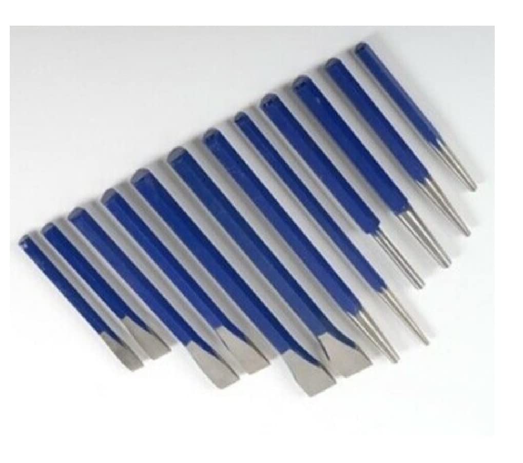 12-Piece Industrial Steel Punch and Chisel Tool Set for Mechanics - Heavy Duty Metalworking, Auto Repair & DIY Projects