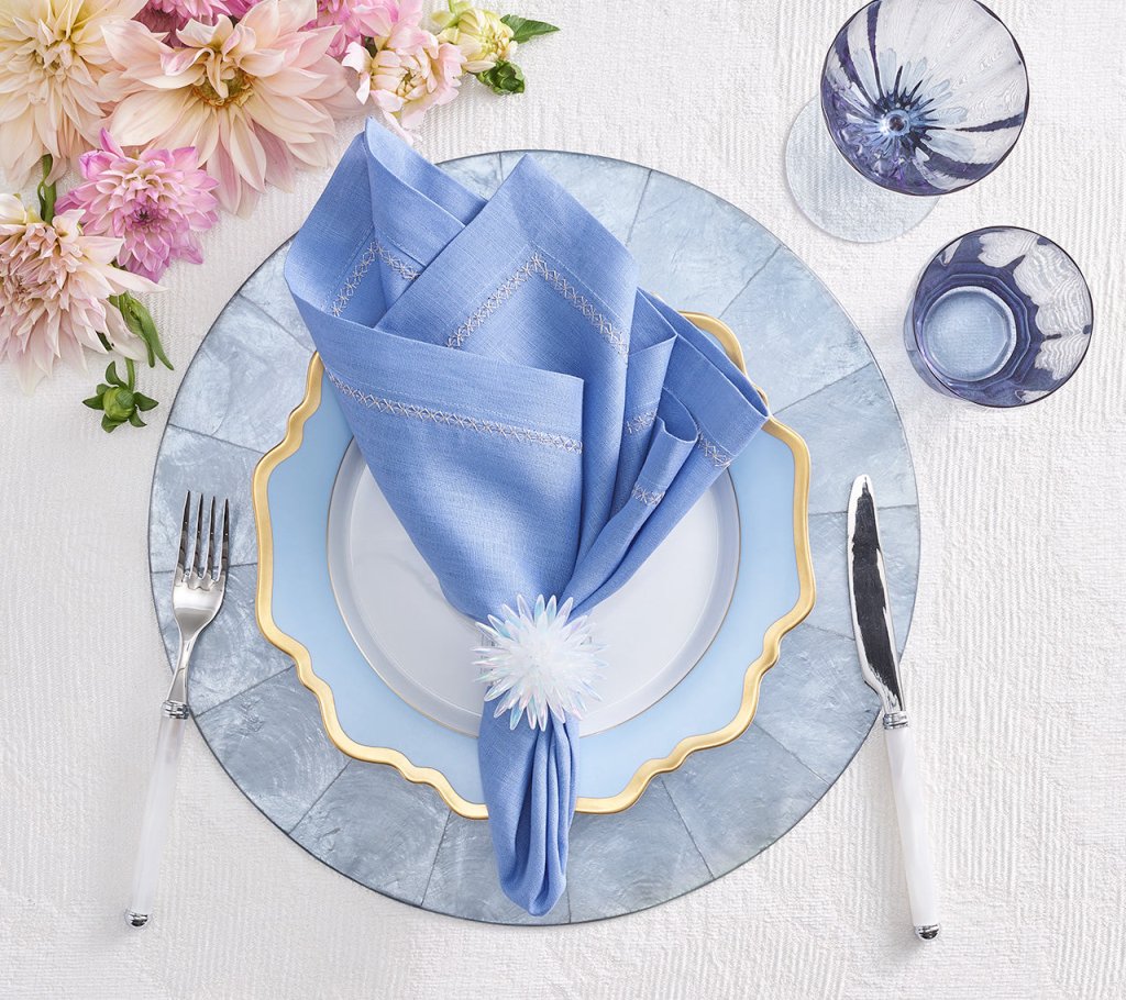 Classic Blue Napkins Set of 4 - Premium Cotton Dinner Napkins for Formal Dining, Parties & Everyday Use