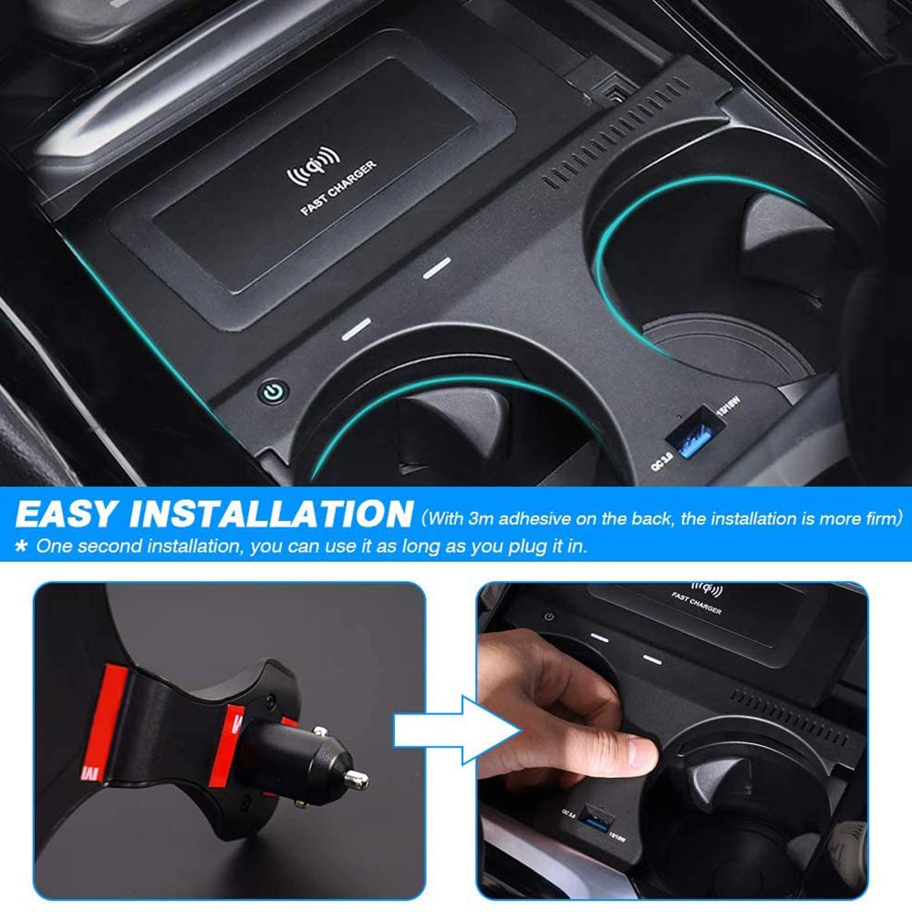 Fast Wireless Car Charger for BMW X3 X4 (2018-2021) - 10W Qi-Certified Charging Pad with 18W USB Port - Compatible with iPhone, Samsung Galaxy & LG Phones - Perfect for Commuting, Road Trips & Hands-Free Charging