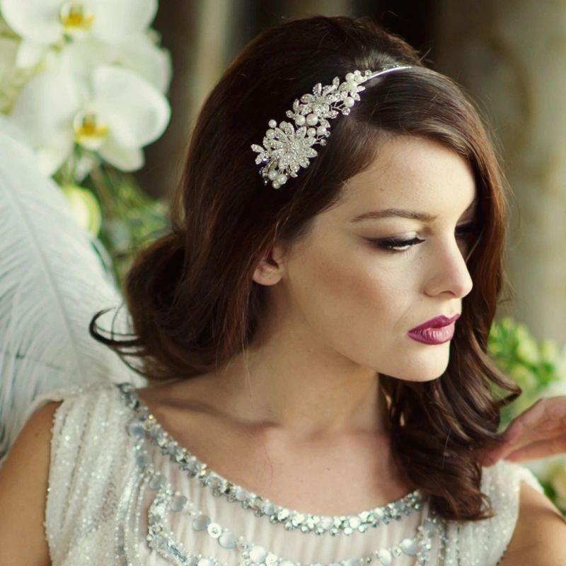 Brides Scarlett Crystal and Pearl Headband - Gold, Rose Gold, Silver | Elegant Wedding Hair Accessory for Brides, Bridesmaids, and Special Occasions