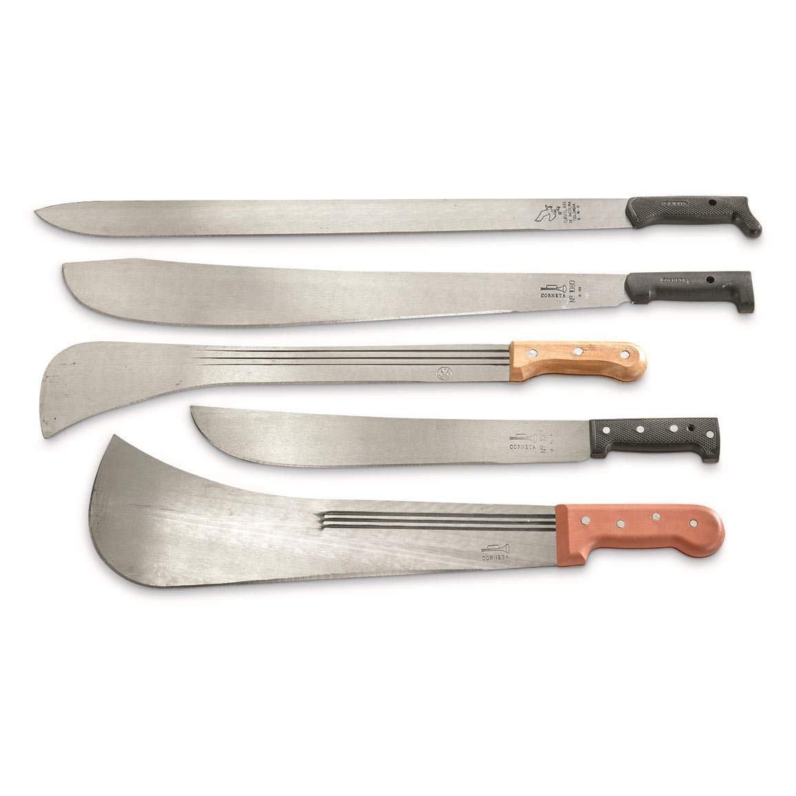 5 Pack Colombian Military Assorted Machete Knives - Heavy Duty Survival Tools for Camping, Hunting & Outdoor Adventures
