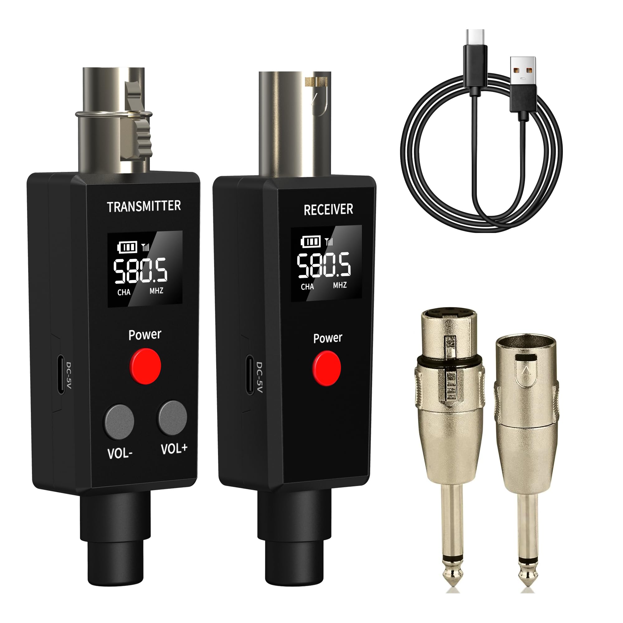 2.4GHz UHF Wireless Microphone System with XLR Adapter - Professional Wireless Transmitter & Receiver for Dynamic Mics, Audio Mixers, PA Systems - Ideal for Live Performances, Public Speaking & Studio Recordings